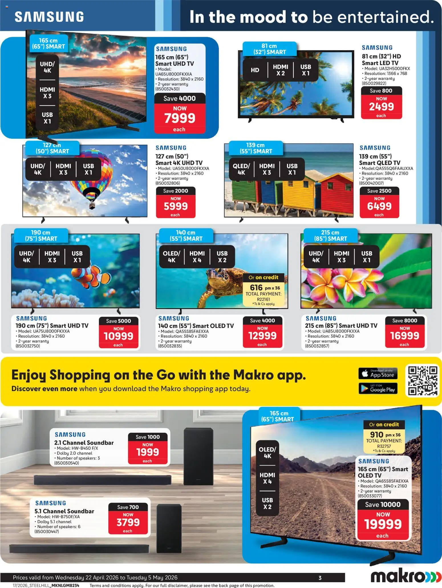 New Makro catalogue – valid from 22.04.2026 | Page: 3 | Products: TV, Soundbar