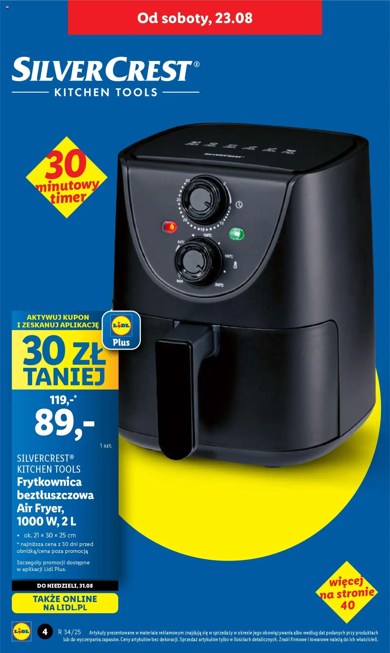 Lidl Katalog od 18.08.2025 | Strona: 4 | Produkty: Frytkownica, Frytkownica beztłuszczowa