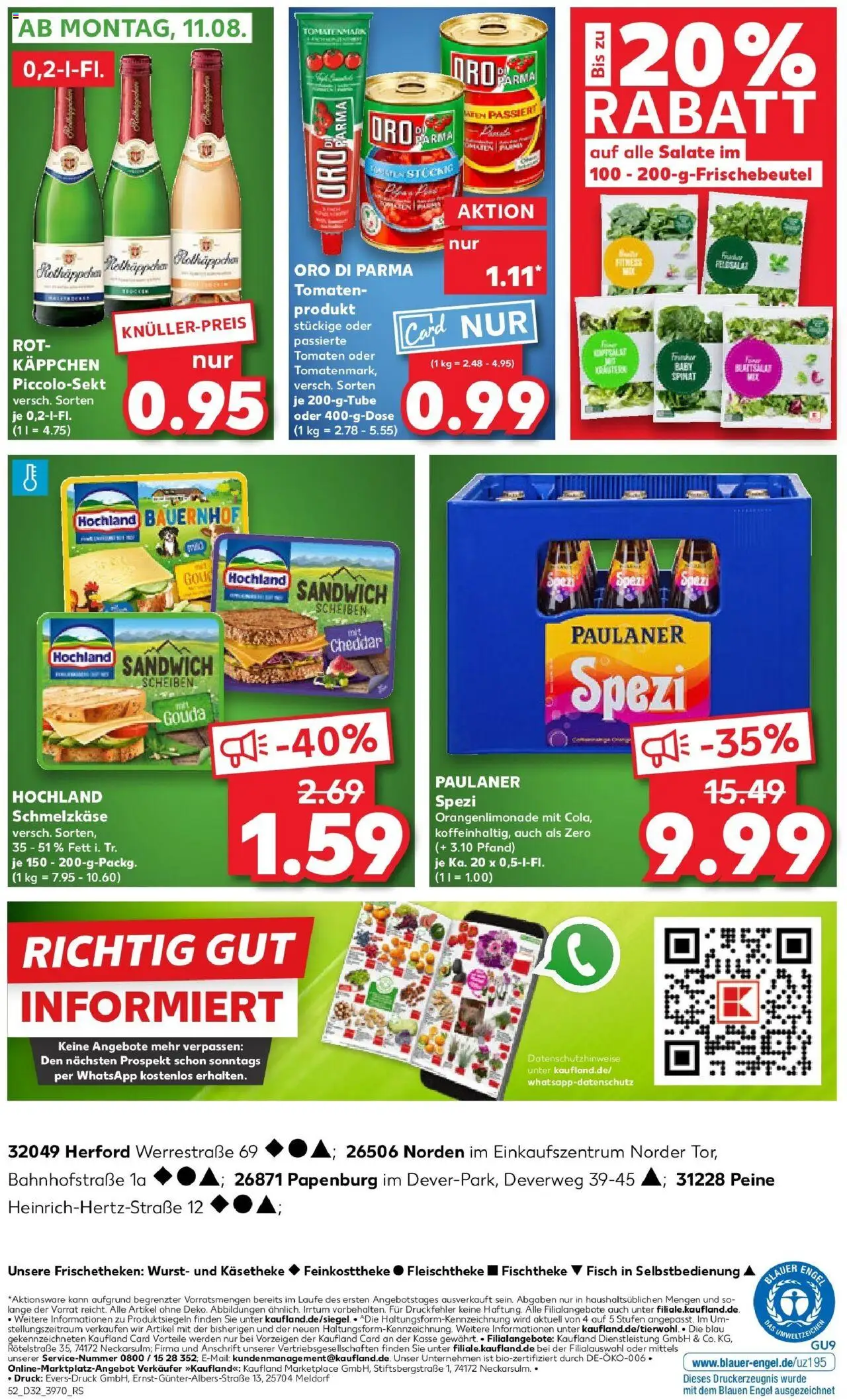 Kaufland prospekt Herford	 - gültig ab dem 10.08.2025 | Seite: 5 | Produkte: Paulaner spezi, Oro di parma, Wurst, Rotkäppchen