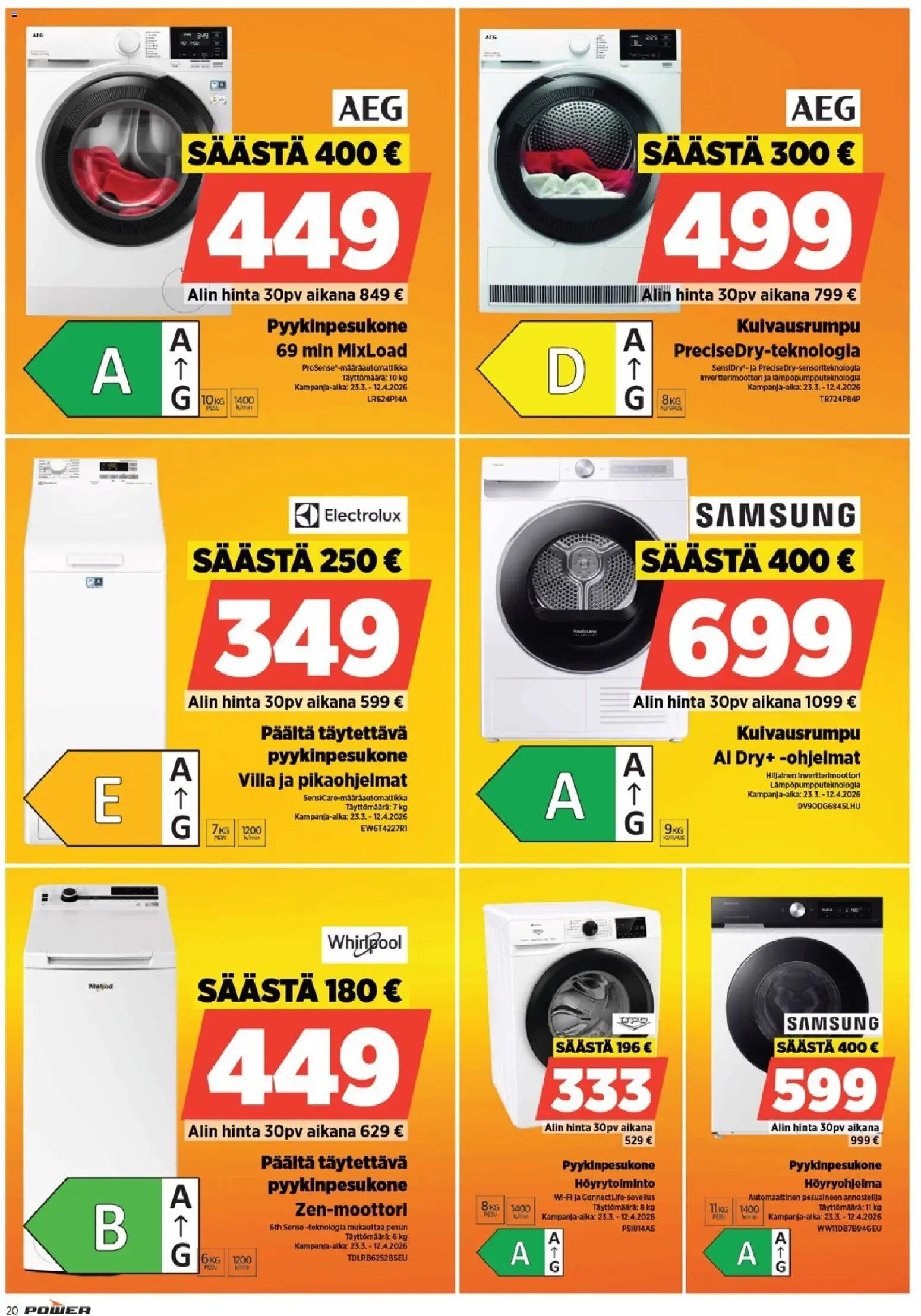 Power tarjoukset – voimassa 23.03.2026 alkaen | Sivu: 21 | Tuotteet: Kuivausrumpu