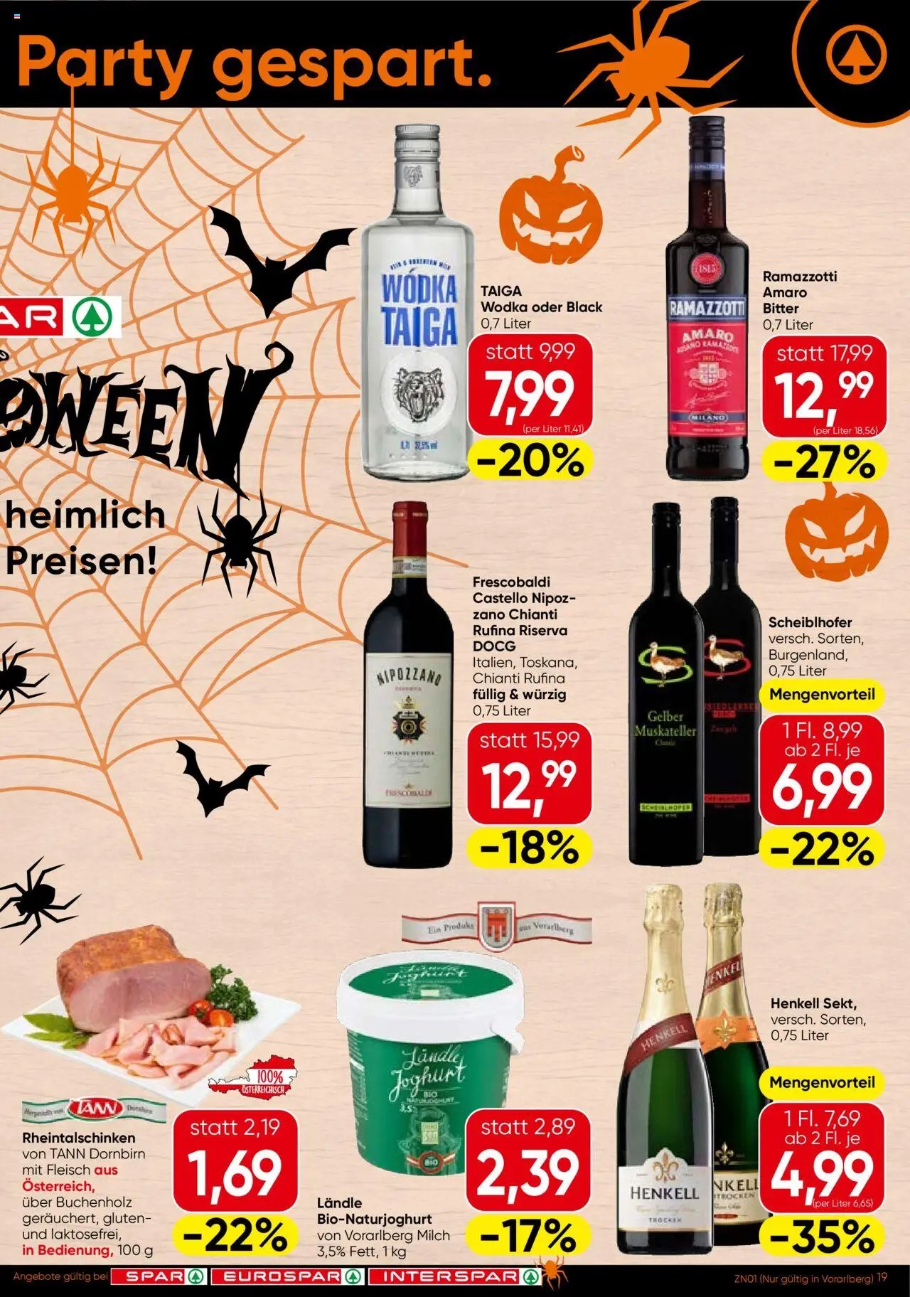 Spar Flugblatt - Vorarlberg gültig ab 09.10.2025 | Seite: 19 | Produkte: Wodka, Milch, Joghurt