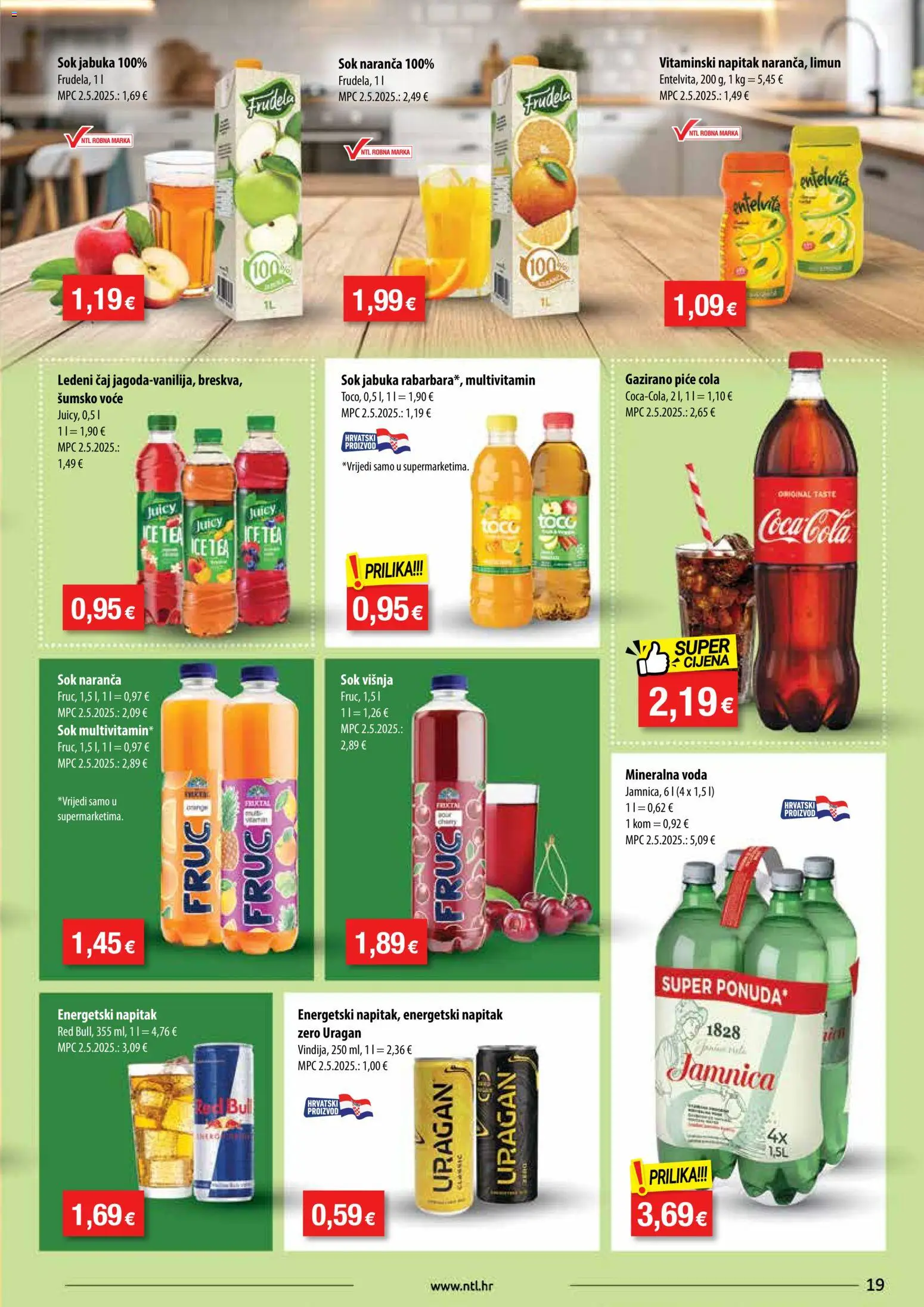 NTL katalog | vrijedi od 11.02.2026 | Stranica: 19 | Proizvodi: Sok, Ledeni čaj, Voda, Red Bull