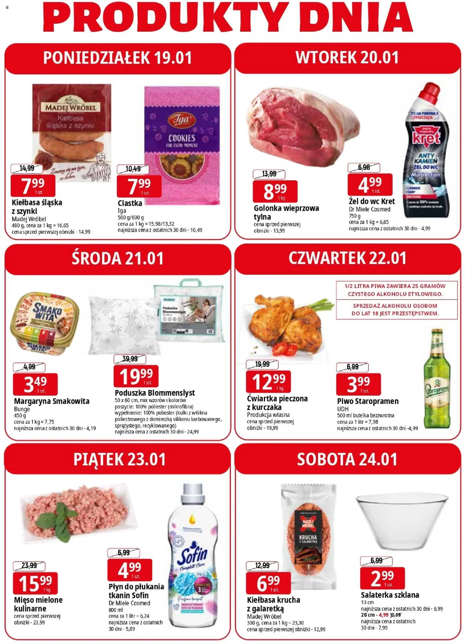 E.Leclerc Gazetka - Elbląg od 19.01.2026 | Strona: 4 | Produkty: Kiełbasa, Galaretka, Poduszka, Ciastka