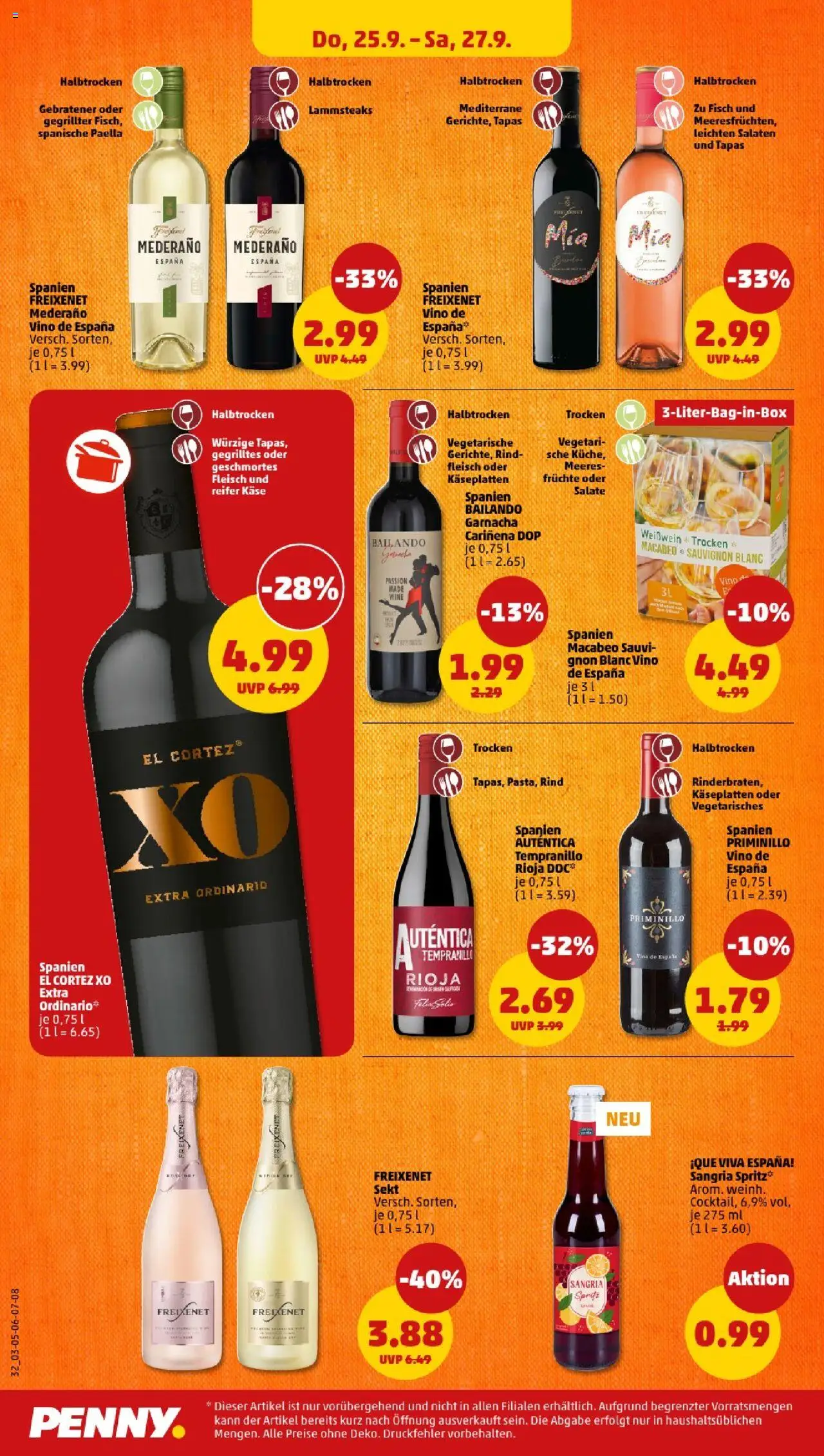 Penny - Saarland  – gültig ab 22.09.2025 | Seite: 34 | Produkte: Sprite, Käse, Weißwein, Freixenet mederano