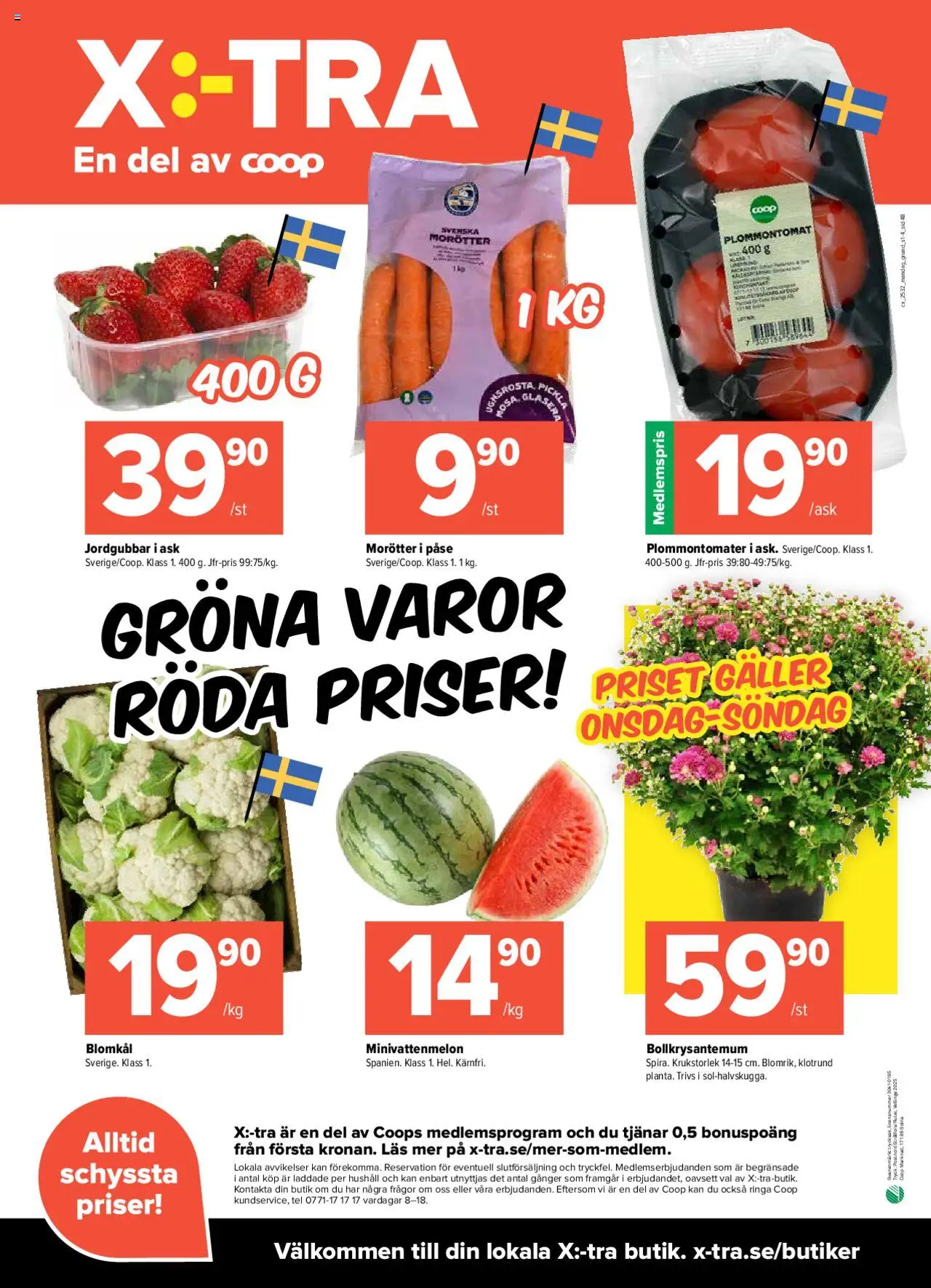 Coop X:-TRA reklamblad aktuell från 04.08.2025 | Sida: 4 | Produkter: Galler, Jordgubbar, Blomkål