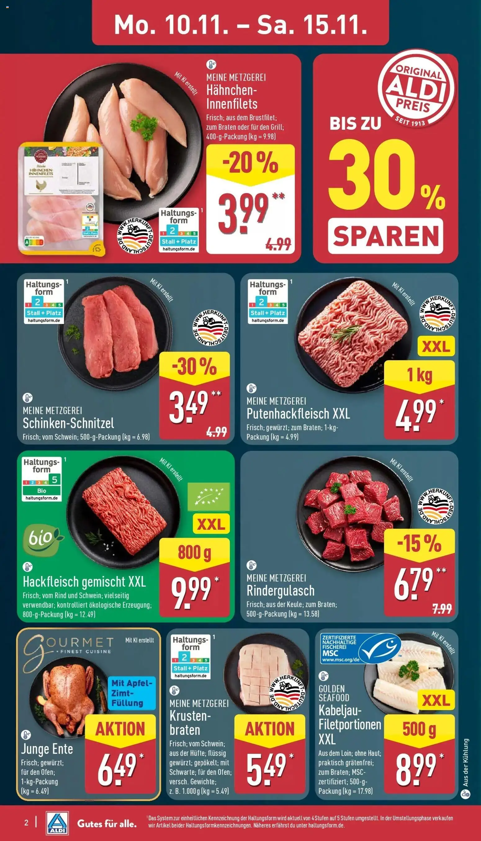 Aldi - ALDI Nord: Wochenangebote – gültig ab 09.11.2025 | Seite: 6 | Produkte: Rindergulasch, Hahnchen, Ente, Hackfleisch