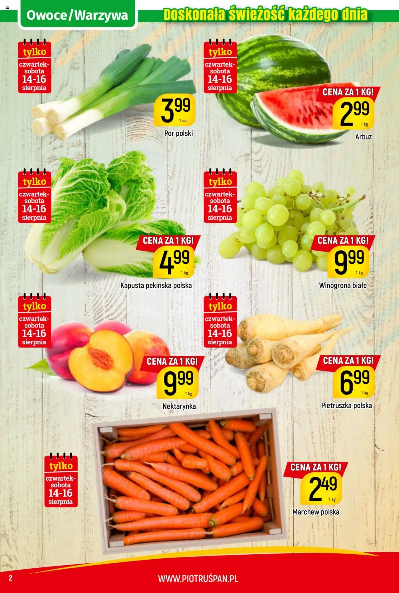 Piotruś Pan Gazetka od 14.08.2025 | Strona: 2 | Produkty: Kapusta, Nektarynka, Winogrona, Pietruszka