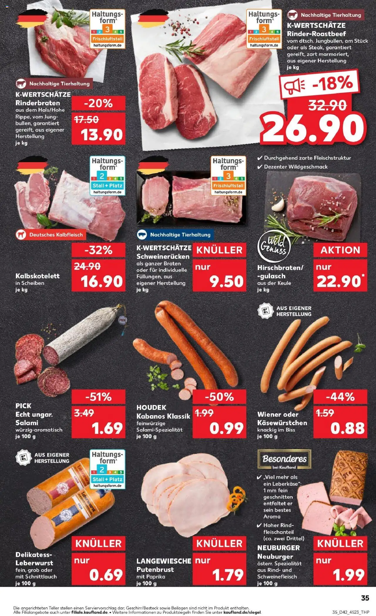 Kaufland prospekt Ellwangen (Jagst)	 – gültig ab 19.10.2025 | Seite: 35 | Produkte: Gulasch, Salami, Schweinefleisch, Leberkase