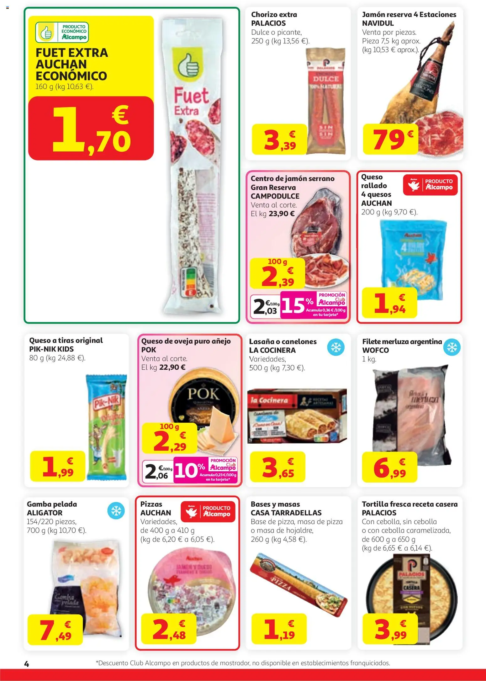Alcampo SST Nacional │ válido desde el 12.03.2026 | Página: 4 | Productos: Queso, Jamón, Pizza, Lasaña