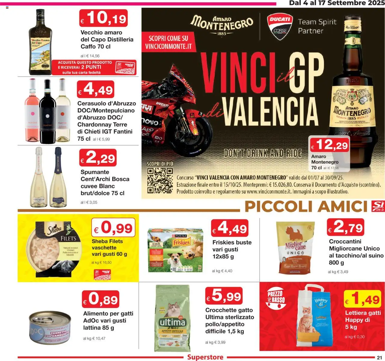 Volantino Sì con Te del 04.09.2025 | Pagina: 21 | Prodotti: Suino, Crocchette, Spumante, Amaro