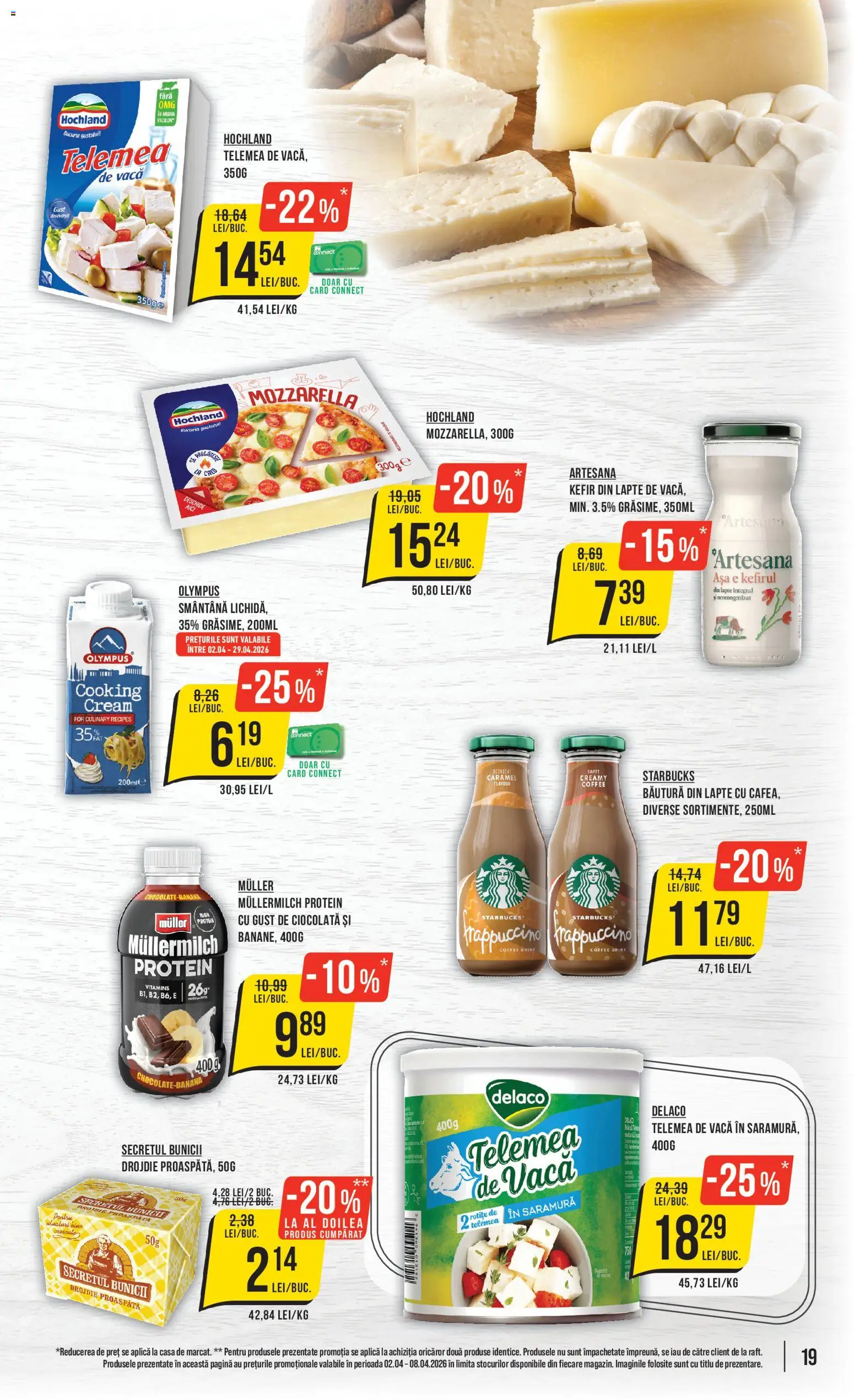 Noul catalog Mega Image – valabil de la 02.04.2026 | Pagină: 19 | Produse: Light Kedi Konservesi, Ciocolată, Kefir, Smântână