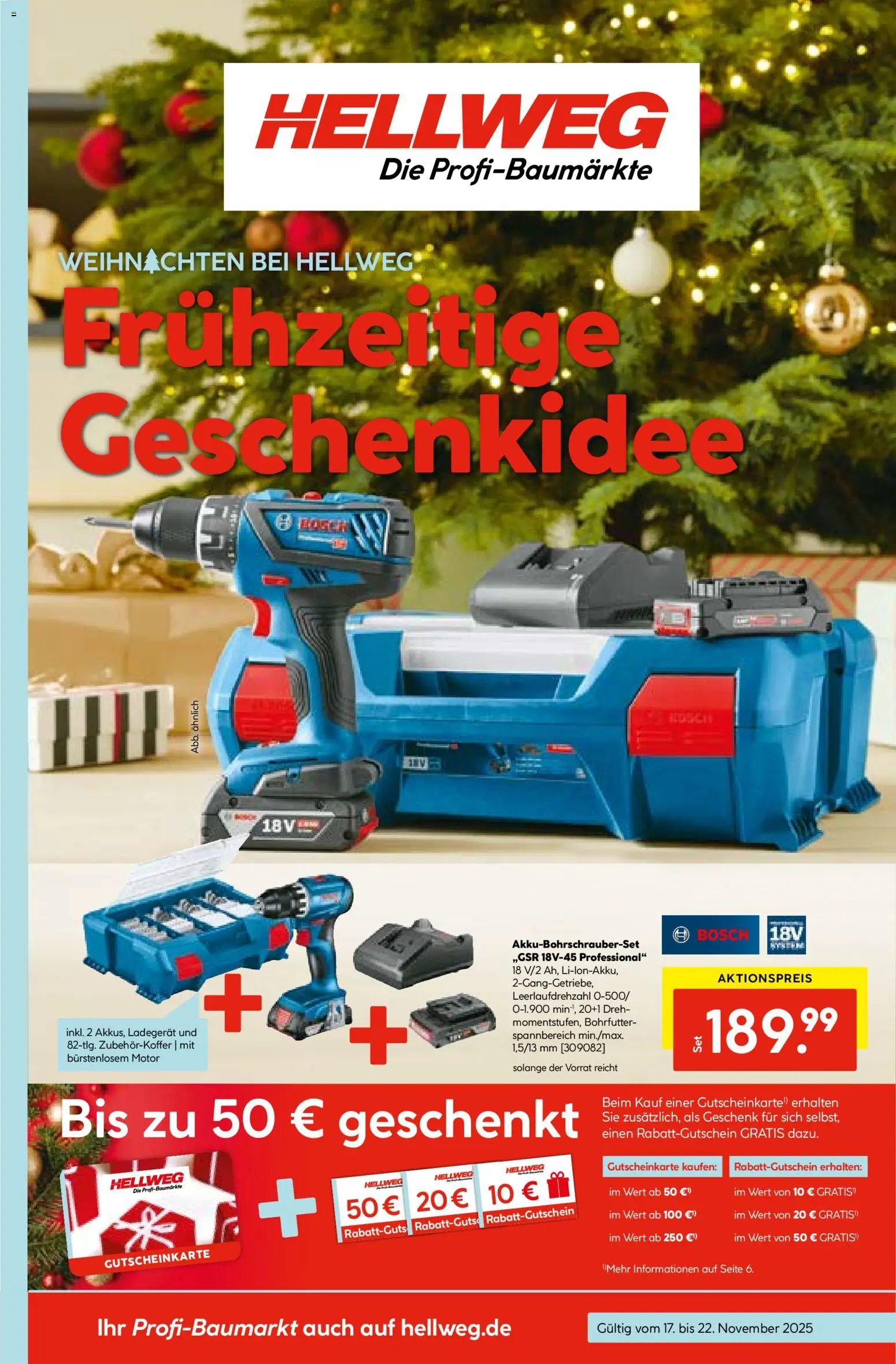 Hellweg Prospekt – gültig ab 17.11.2025 | Seite: 1 | Produkte: Bosch, Ladegerät
