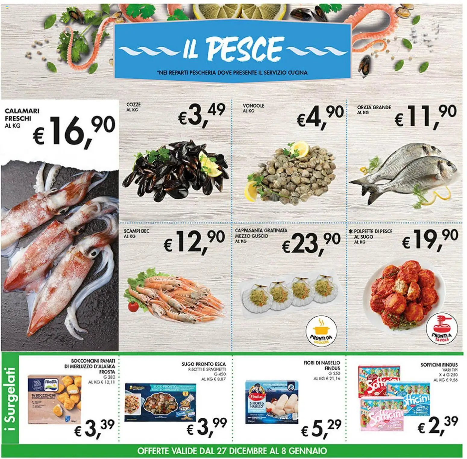 Volantino Coal del 27.12.2025 | Pagina: 8 | Prodotti: Pesce, Merluzzo, Vongole, Nasello