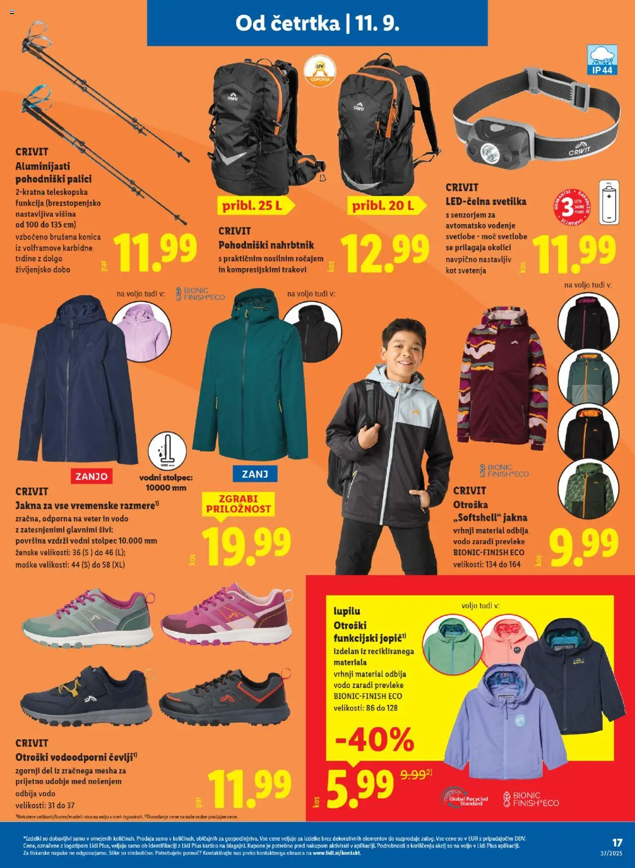 Novi Lidl katalog ponudbe – veljaven od 11.09.2025 | Stran: 25 | Izdelki: Svetilka, Jakna, Nahrbtnik