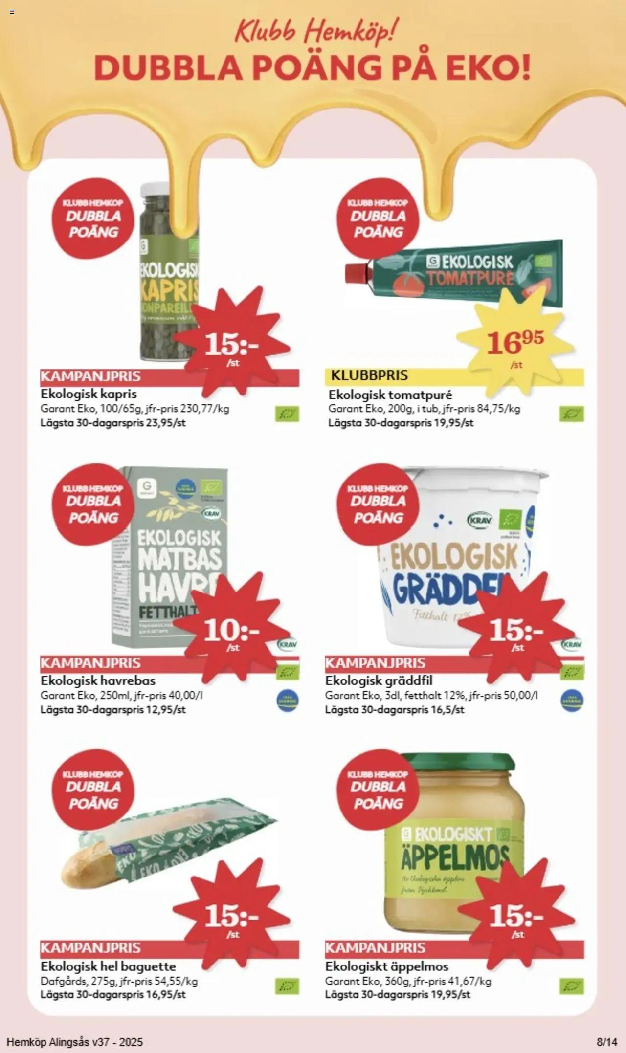 Hemköp reklamblad aktuell från 08.09.2025 | Sida: 8 | Produkter: Baguette, Tomatpure, Kräm, Grädde