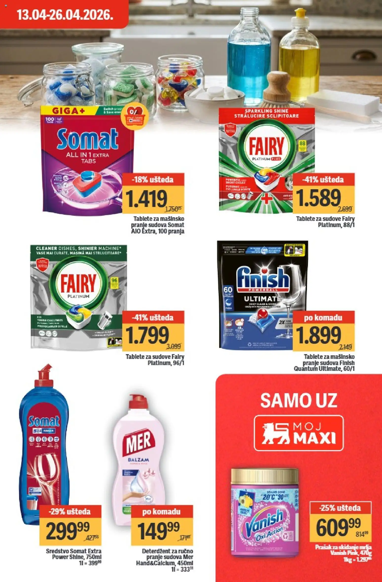 Maxi katalog - važi od 20.04.2026 | Strana: 33 | Proizvode: Deterdžent, Somat, Finish, Balzam