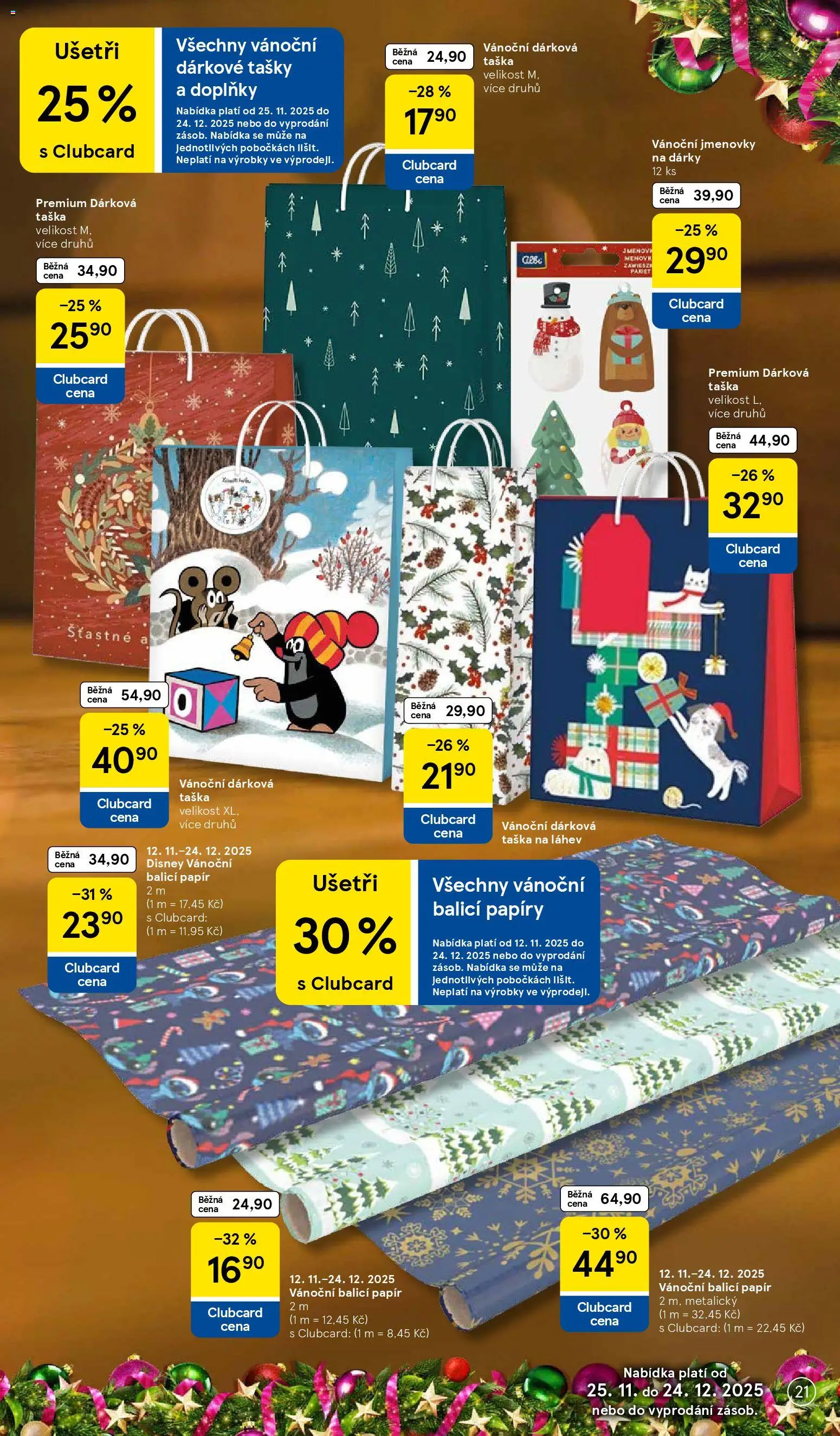 Tesco katalog od 25.11.2025 | Strana: 21 | Produkty: Dárková taška, Taška, Tašky, Láhev