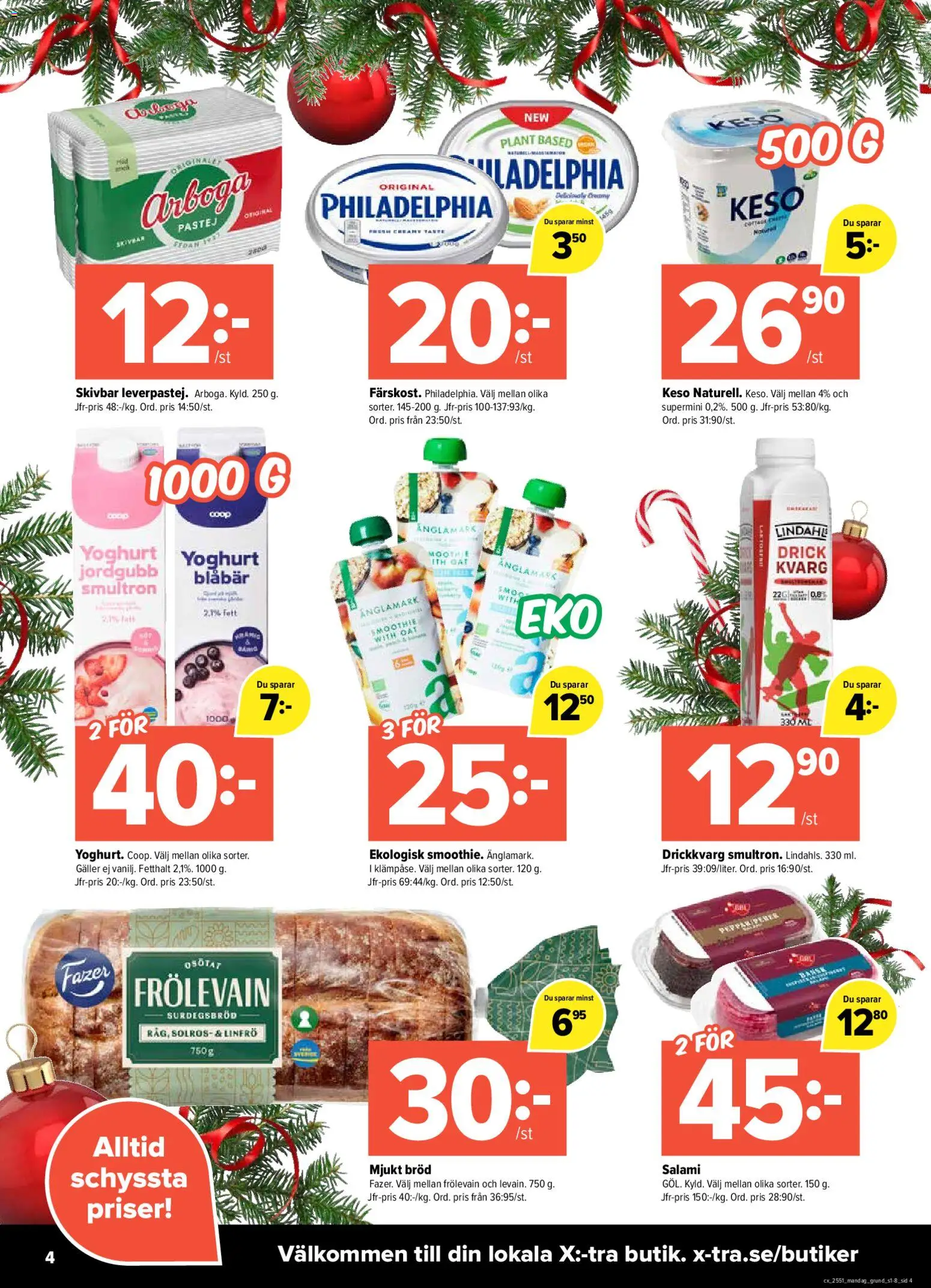 Coop X:-TRA reklamblad aktuell från 15.12.2025 | Sida: 4 | Produkter: Galler, Bröd, Salami, Blåbär