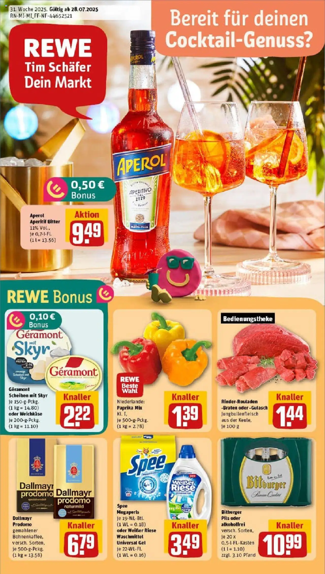Rewe prospekt Grünberg	 - gültig ab dem 27.07.2025 | Seite: 1 | Produkte: Geramont, Waschmittel, Gulasch, Dallmayr prodomo