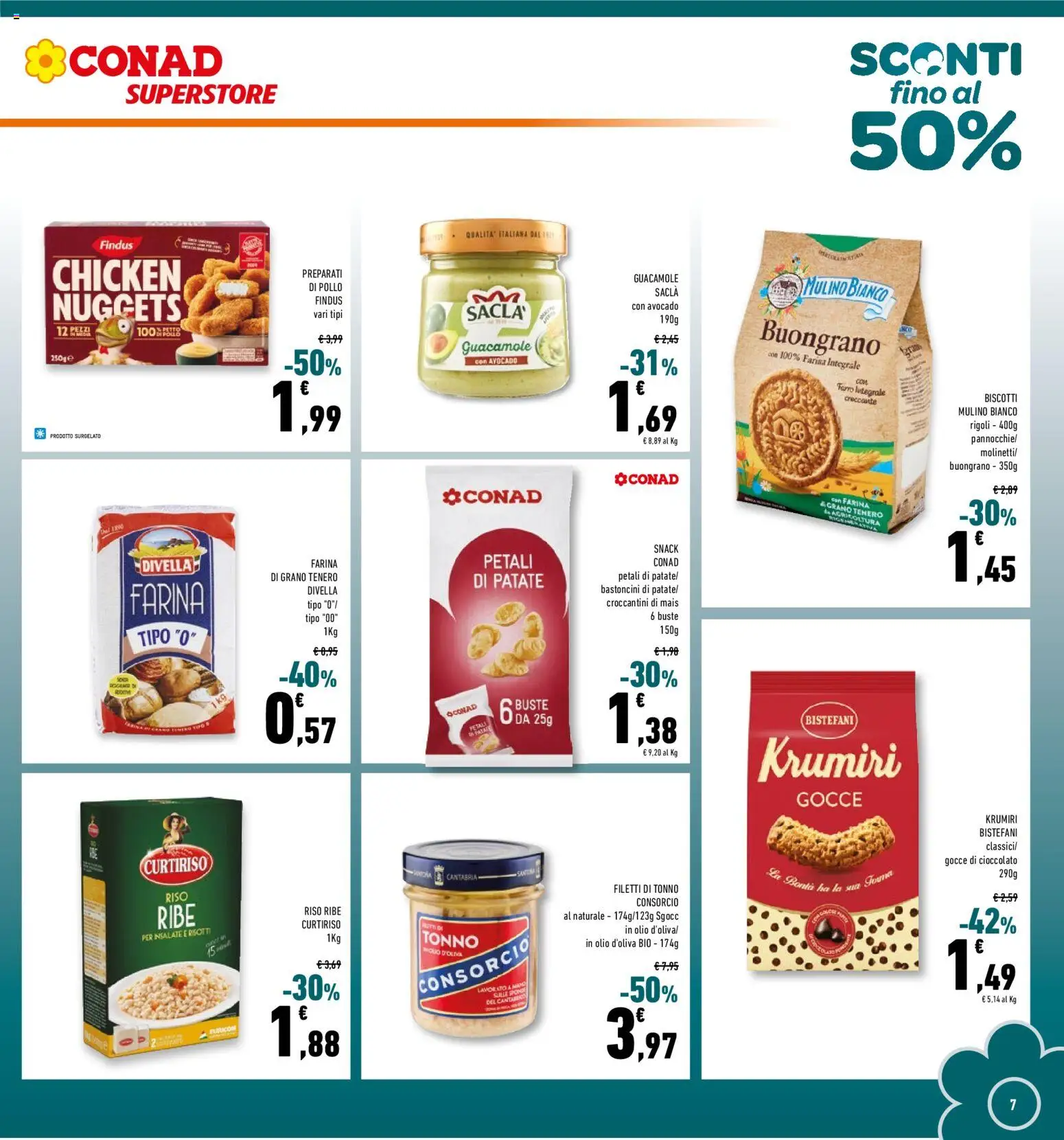 Volantino Conad del 03.01.2026 | Pagina: 7 | Prodotti: Cioccolato, Riso, Nuggets, Olio