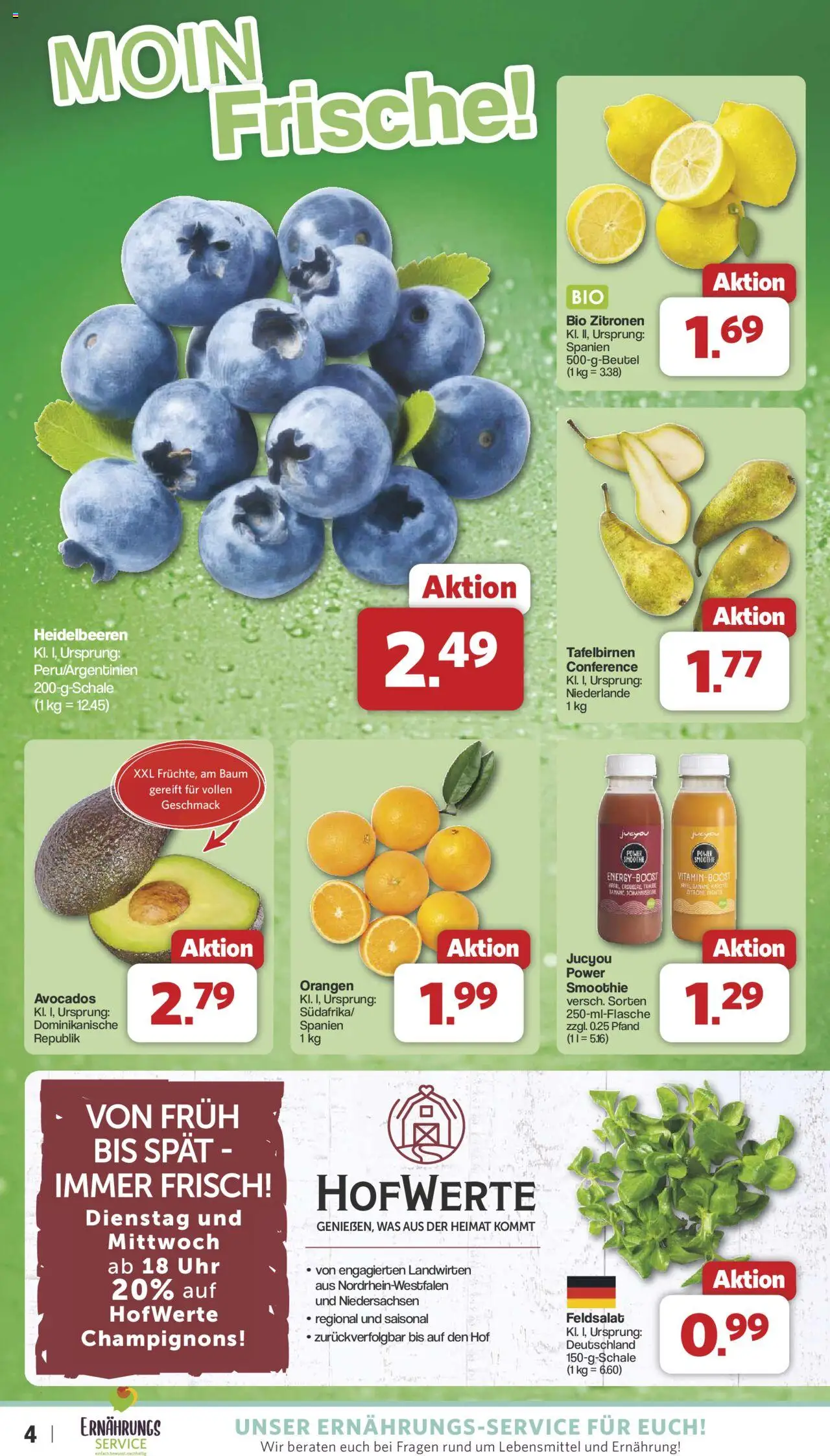 Famila Nordwest Prospekt 	 – gültig ab 20.10.2025 | Seite: 4 | Produkte: Champignons, Zitrone, Uhr, Zitronen