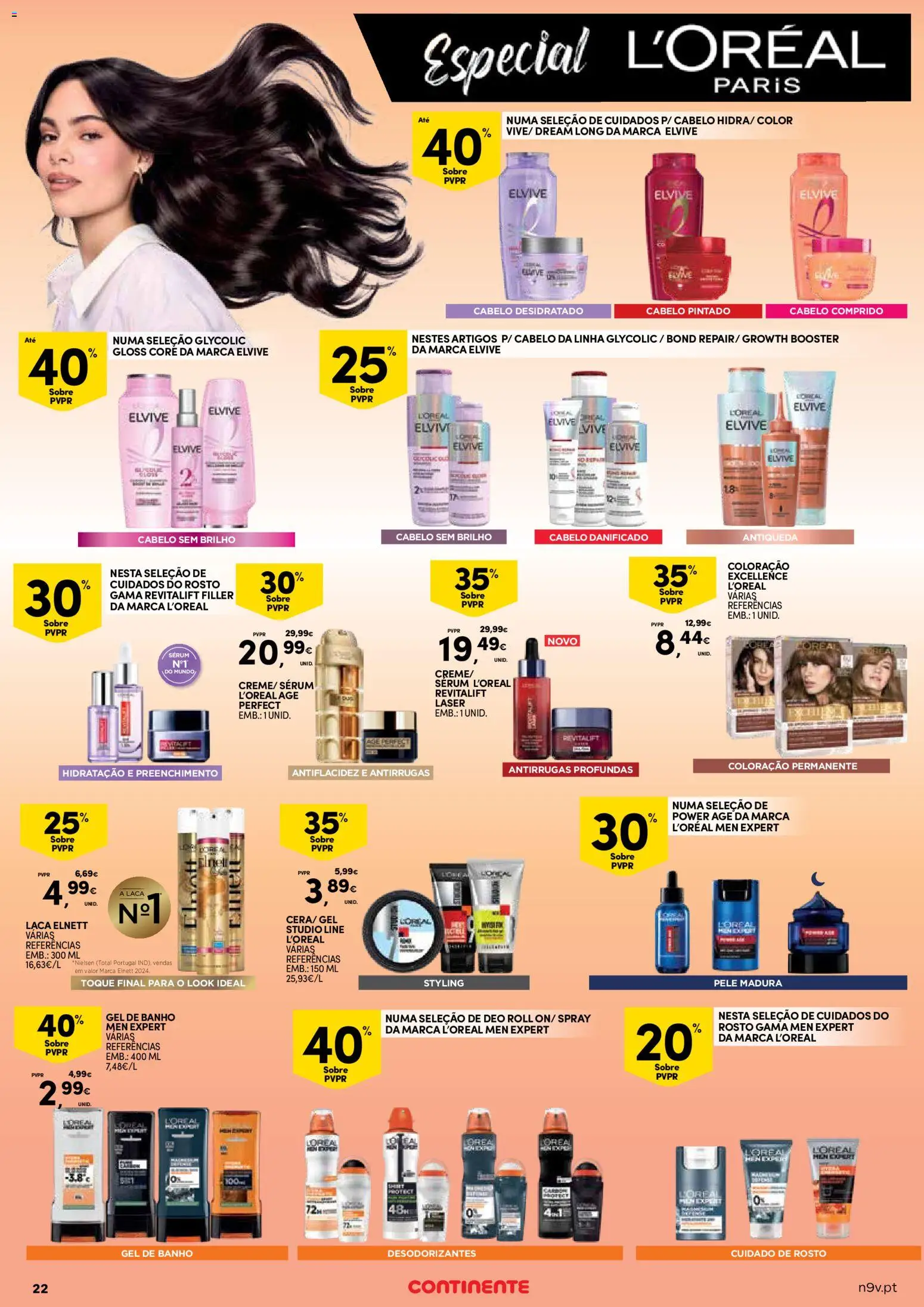 Continente - Açores: Folheto Quinzenal │ válido de 22.01.2026 | Página: 22 | Produtos: Gloss, Gel de banho, Sérum, Banho