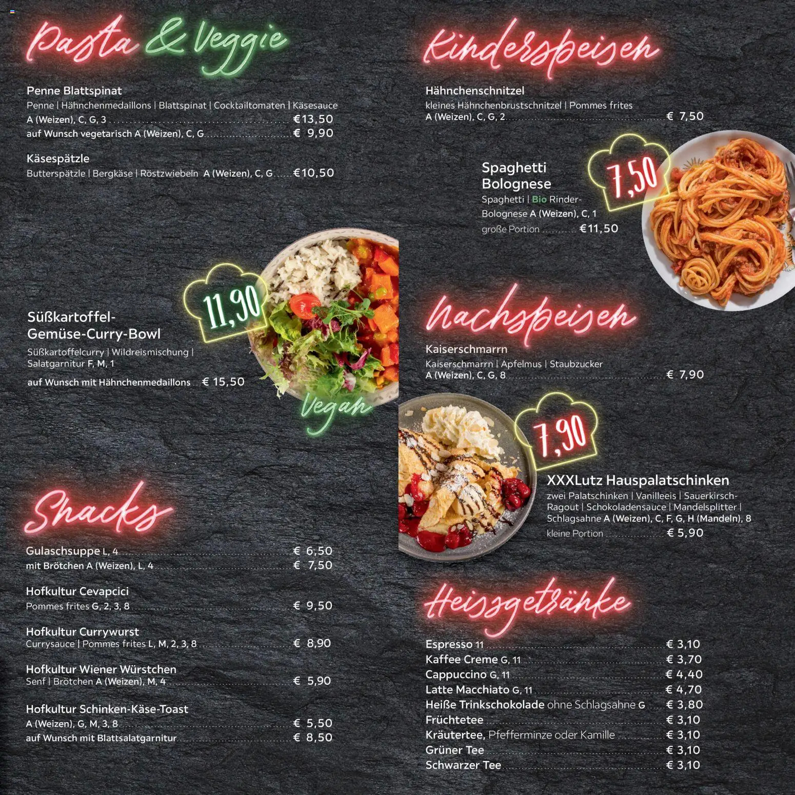 XXXL Lutz - Speisekarte – gültig ab 19.12.2025 | Seite: 4 | Produkte: Schlagsahne, Creme, Pasta, Tee