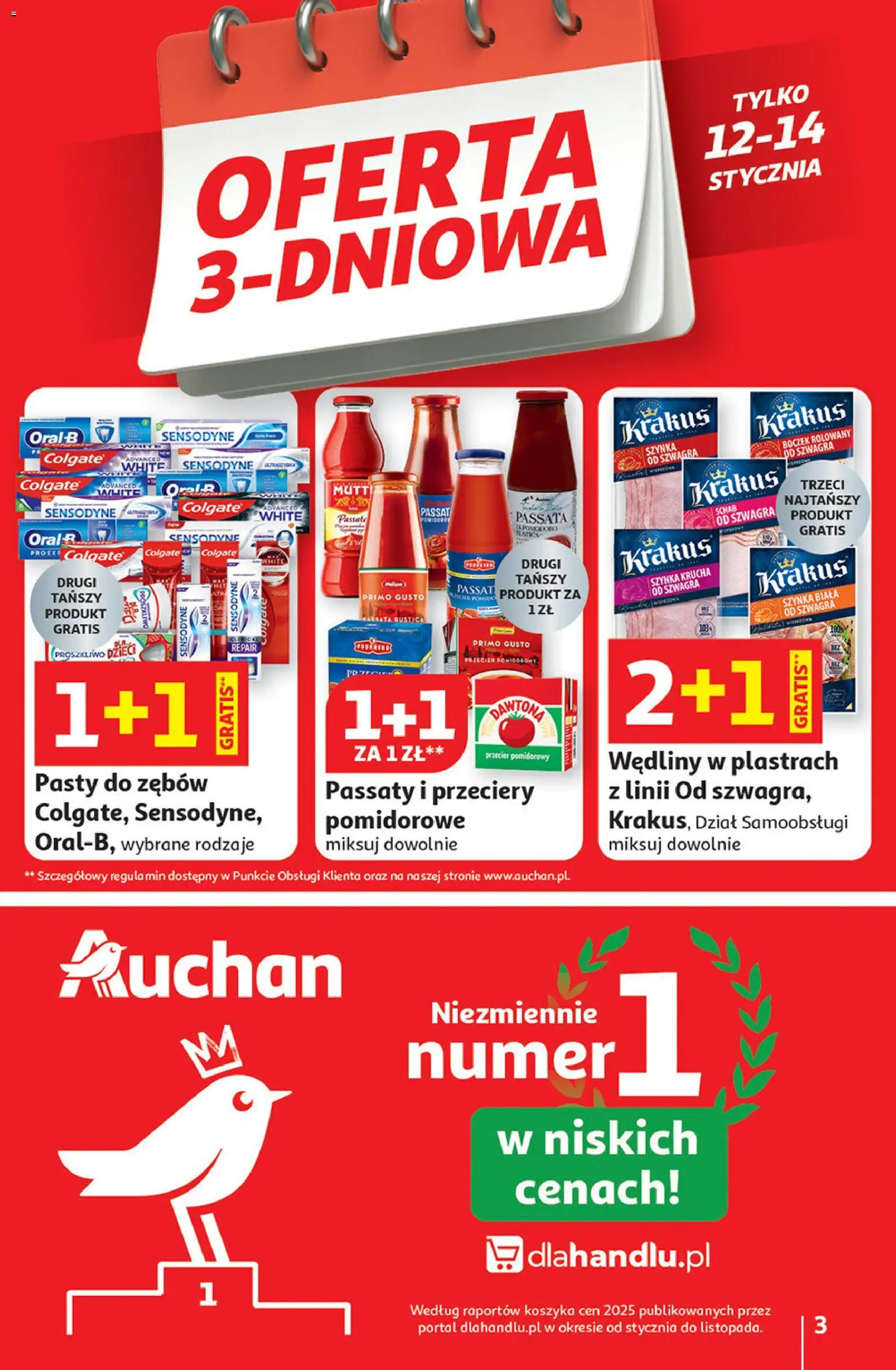 Auchan Gazetka - 30 Lat Hipermarket od 08.01.2026 | Strona: 3 | Produkty: Schab, Przecier pomidorowy, Boczek, Wędliny