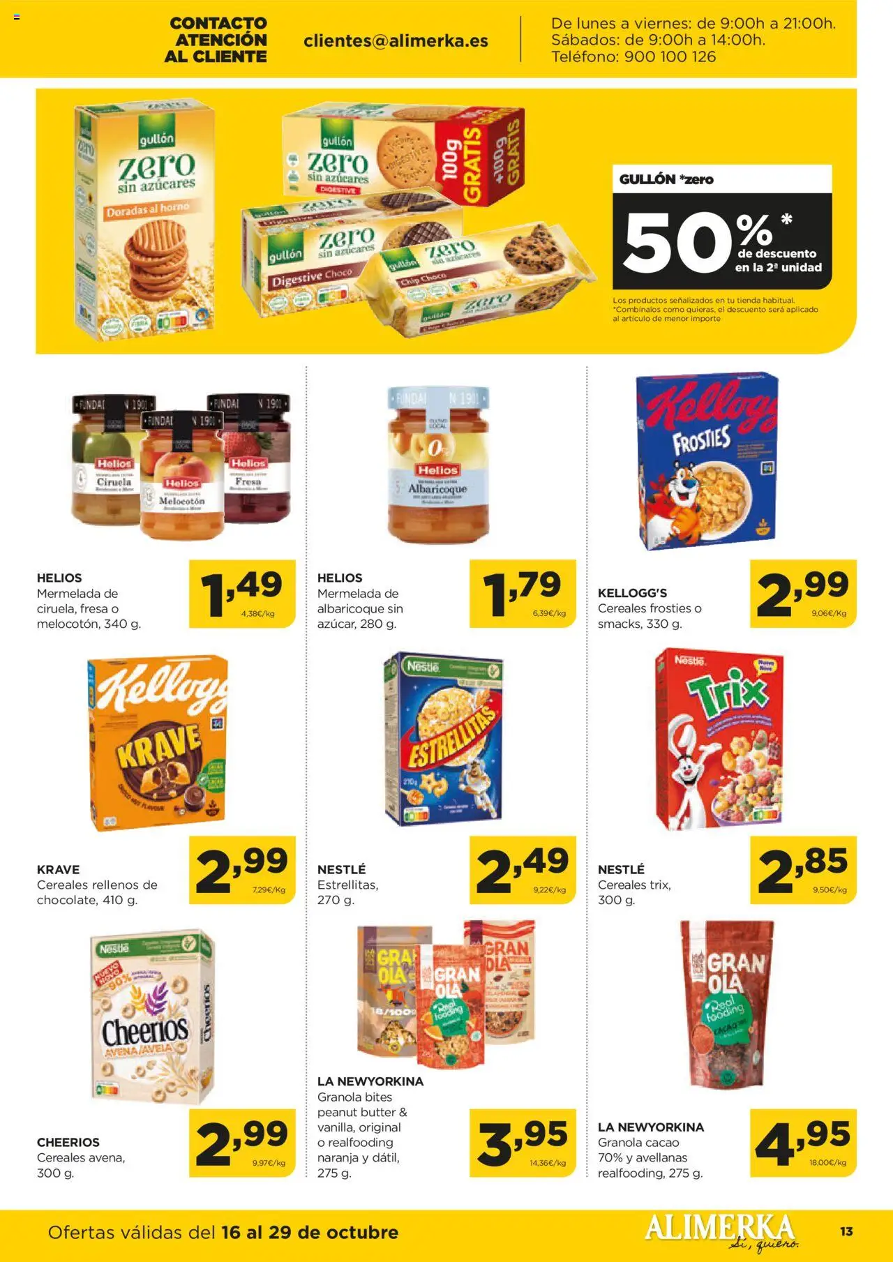 Alimerka folleto Asturias │ válido desde el 16.10.2025 | Página: 13 | Productos: Cereales, Αποφλοιωτής σκόρδου, Teléfono, Horno