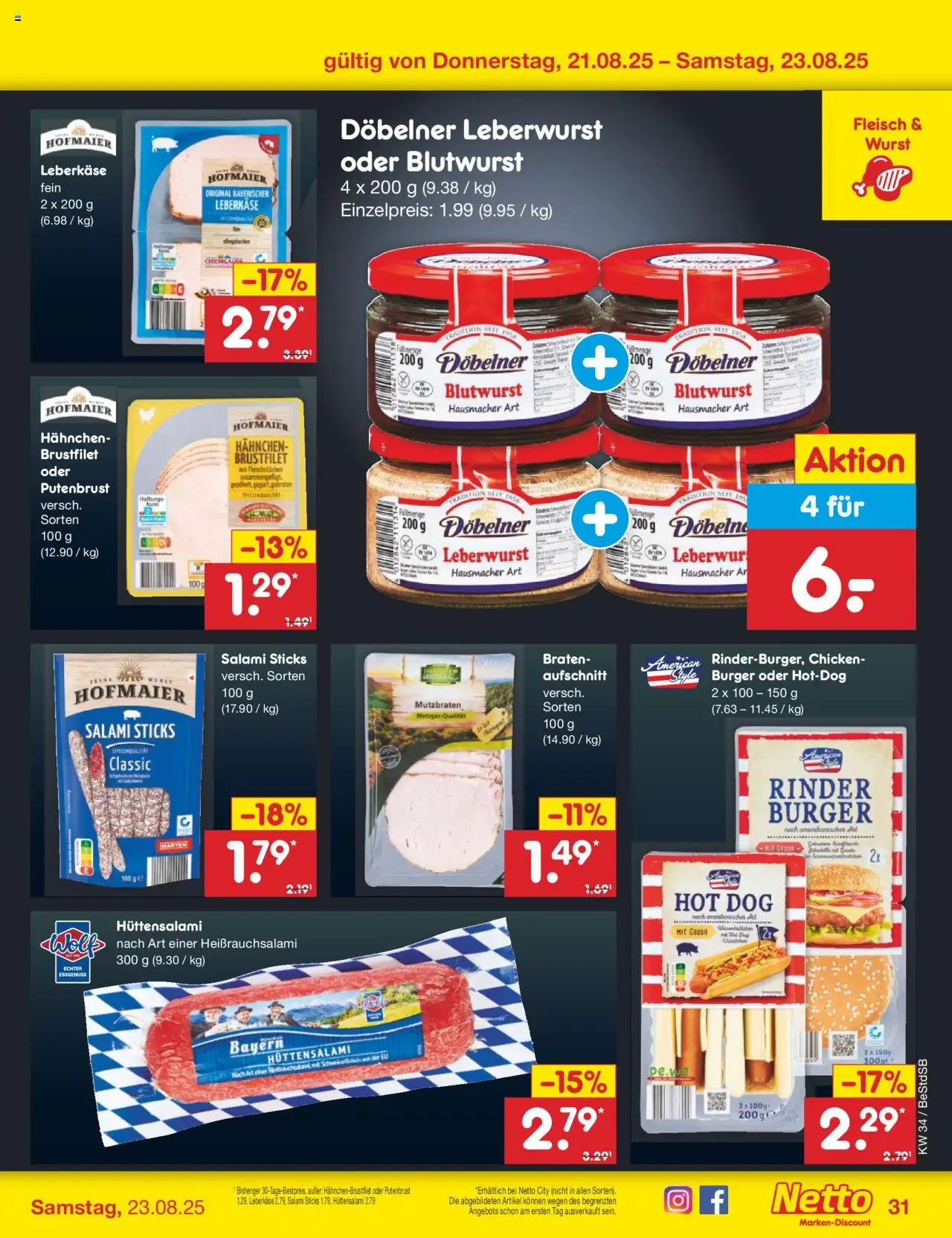 Netto Marken-Discount Prospekt 	 - gültig ab dem 18.08.2025 | Seite: 57 | Produkte: Hahnchen, Gouda, Salami, Fleisch