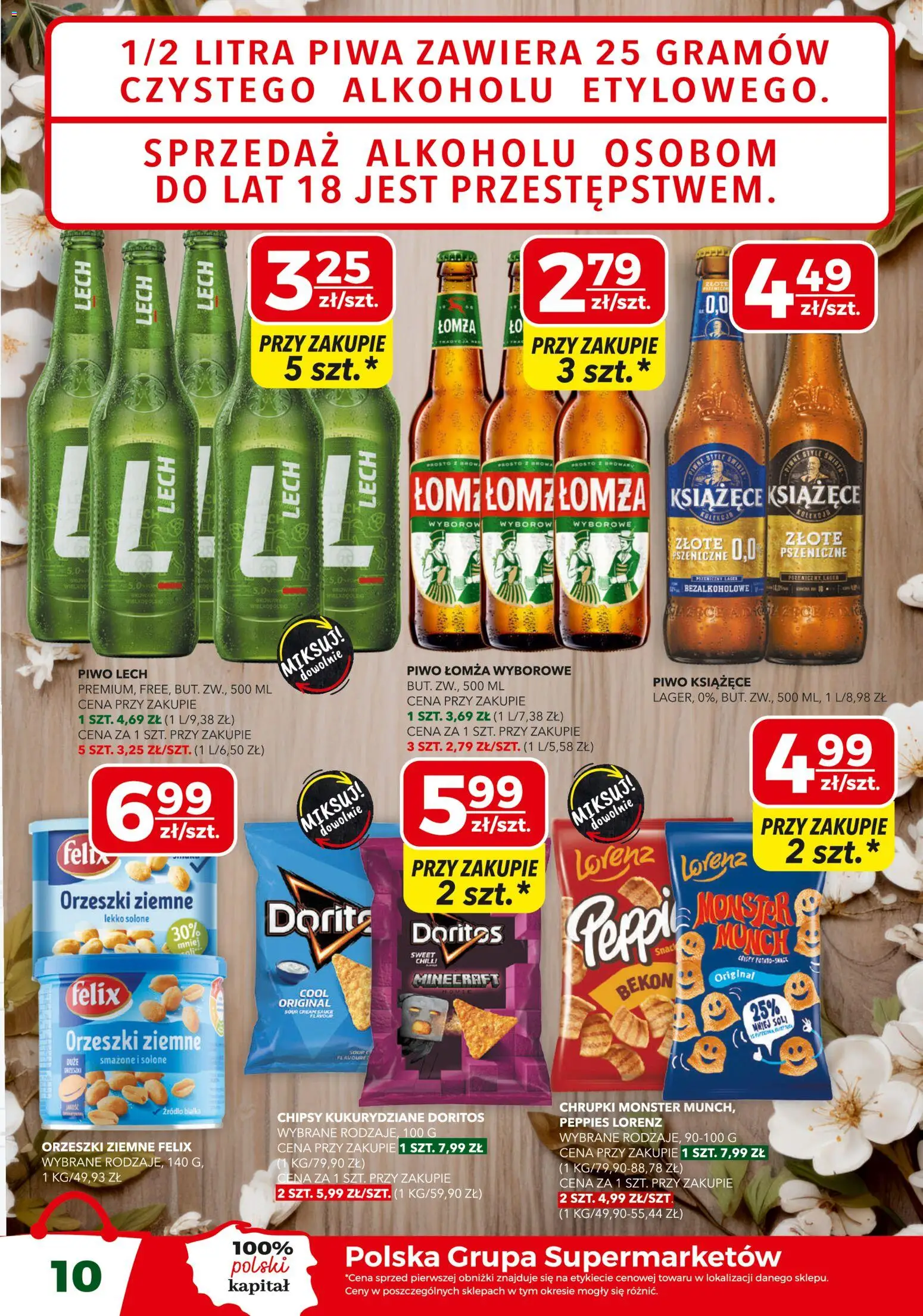 Top Market gazetka od 09.04.2026 | Strona: 10 | Produkty: Chipsy kukurydziane, Chipsy, Doritos, Piwo