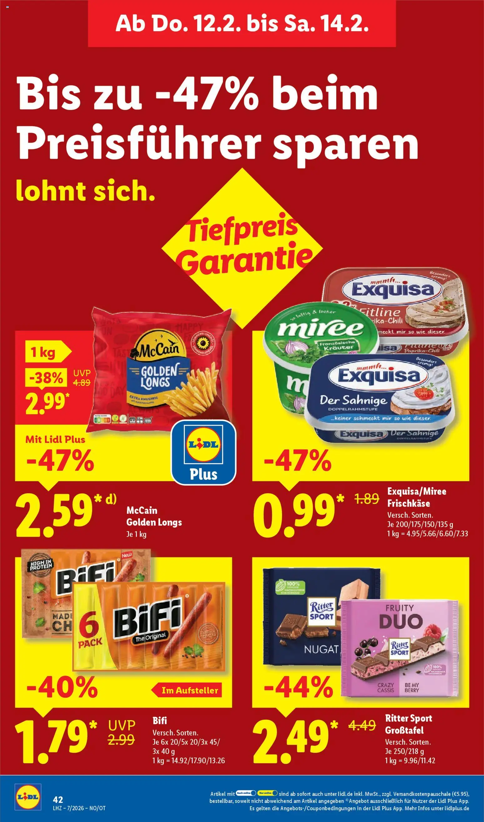 Lidl Prospekt Grimma – gültig ab 09.02.2026 | Seite: 64 | Produkte: Bifi, McCain, Exquisa, Frischkase