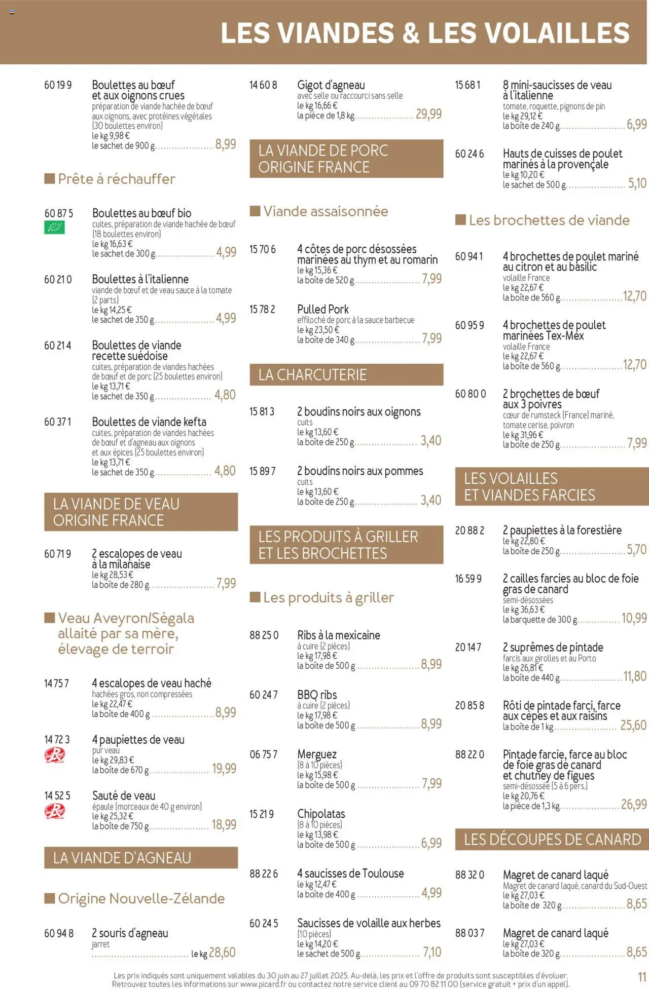  | Page: 11 | Produits: Viande de porc, Souris, Magret de canard, Oignons