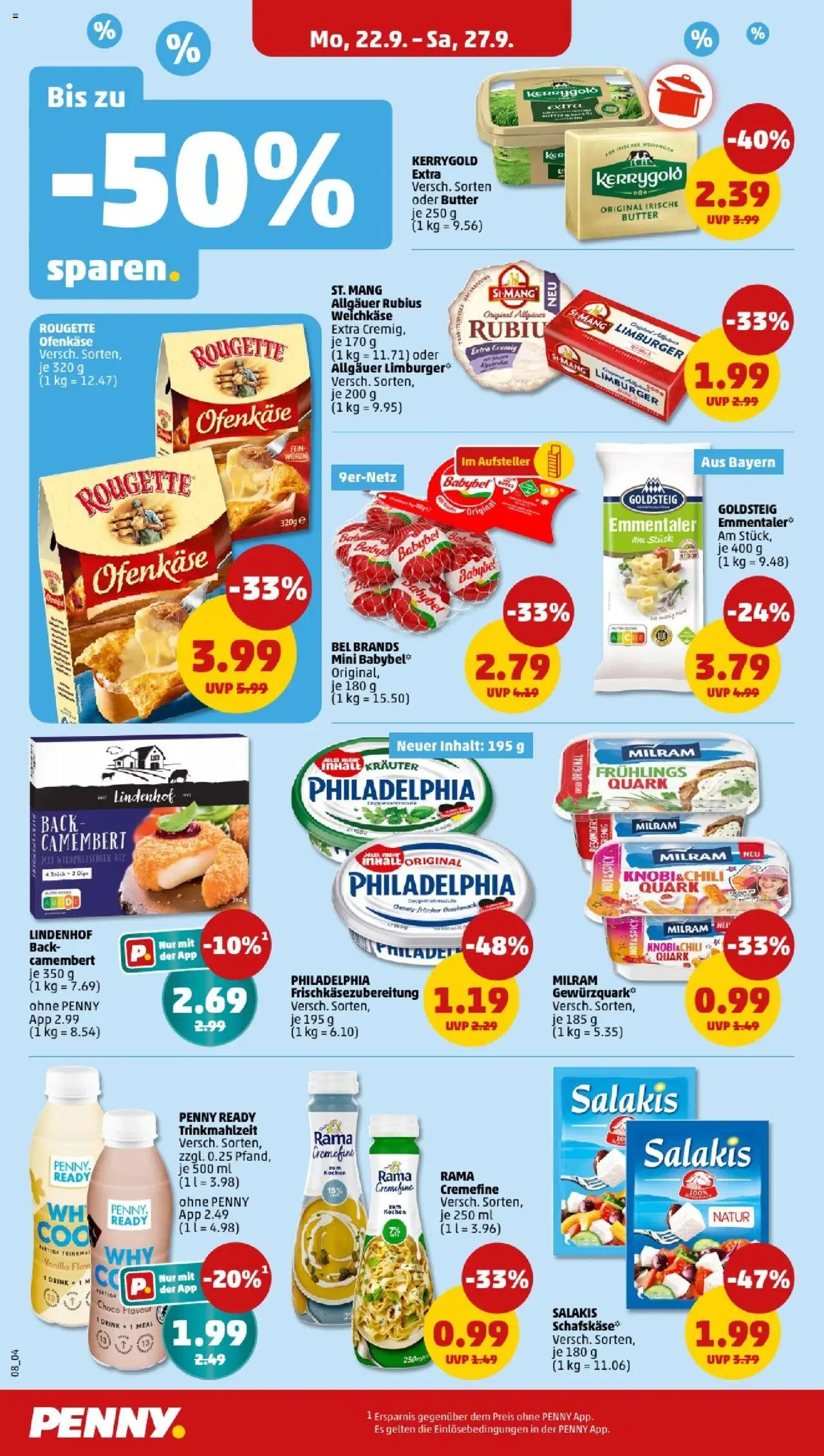 Penny - Bayern  – gültig ab 22.09.2025 | Seite: 10 | Produkte: Rama, Philadelphia, Milram, Salakis