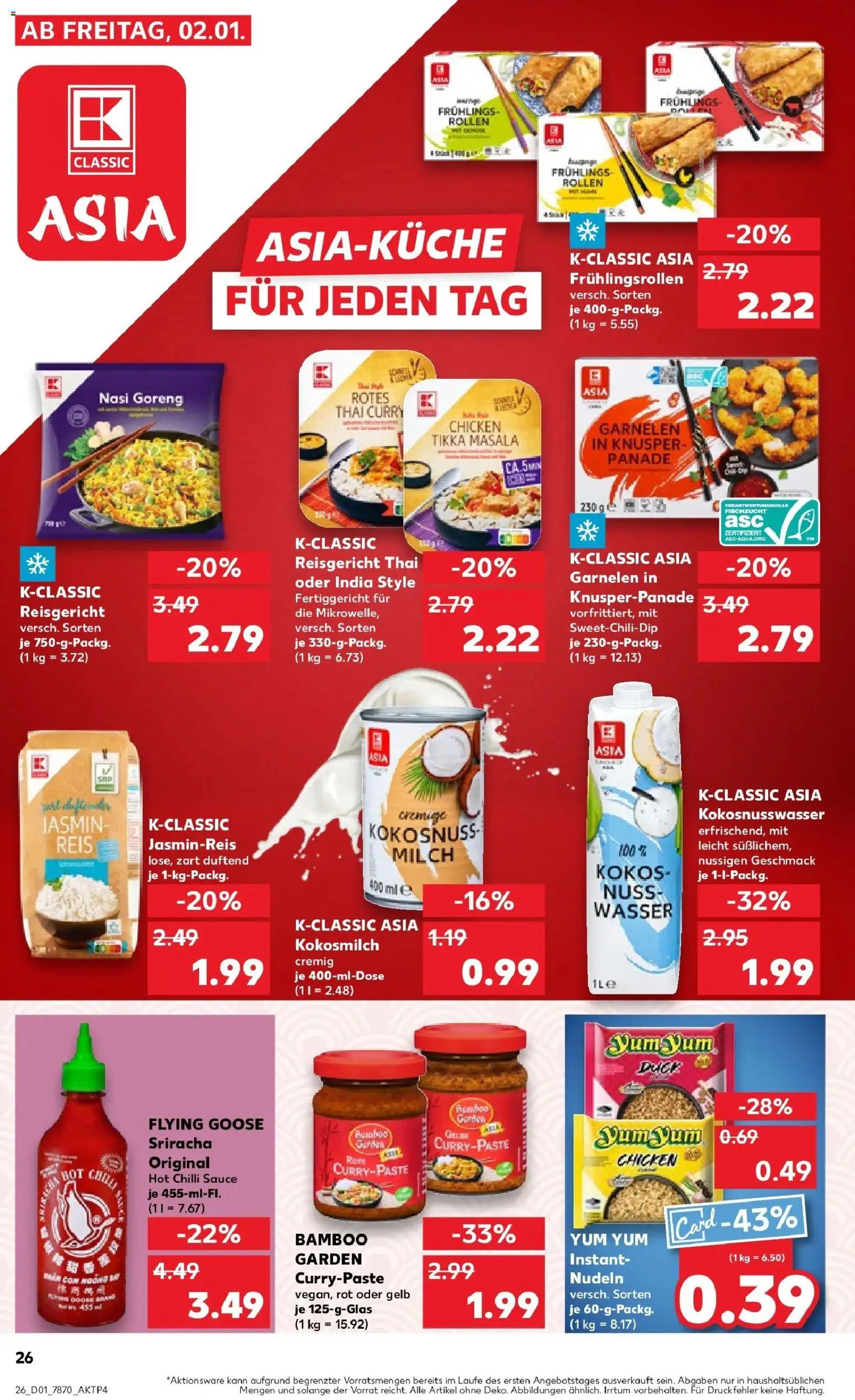 Kaufland prospekt Eriskirch	 – gültig ab 05.01.2026 | Seite: 26 | Produkte: Garnelen, Wasser, Chili, Reis