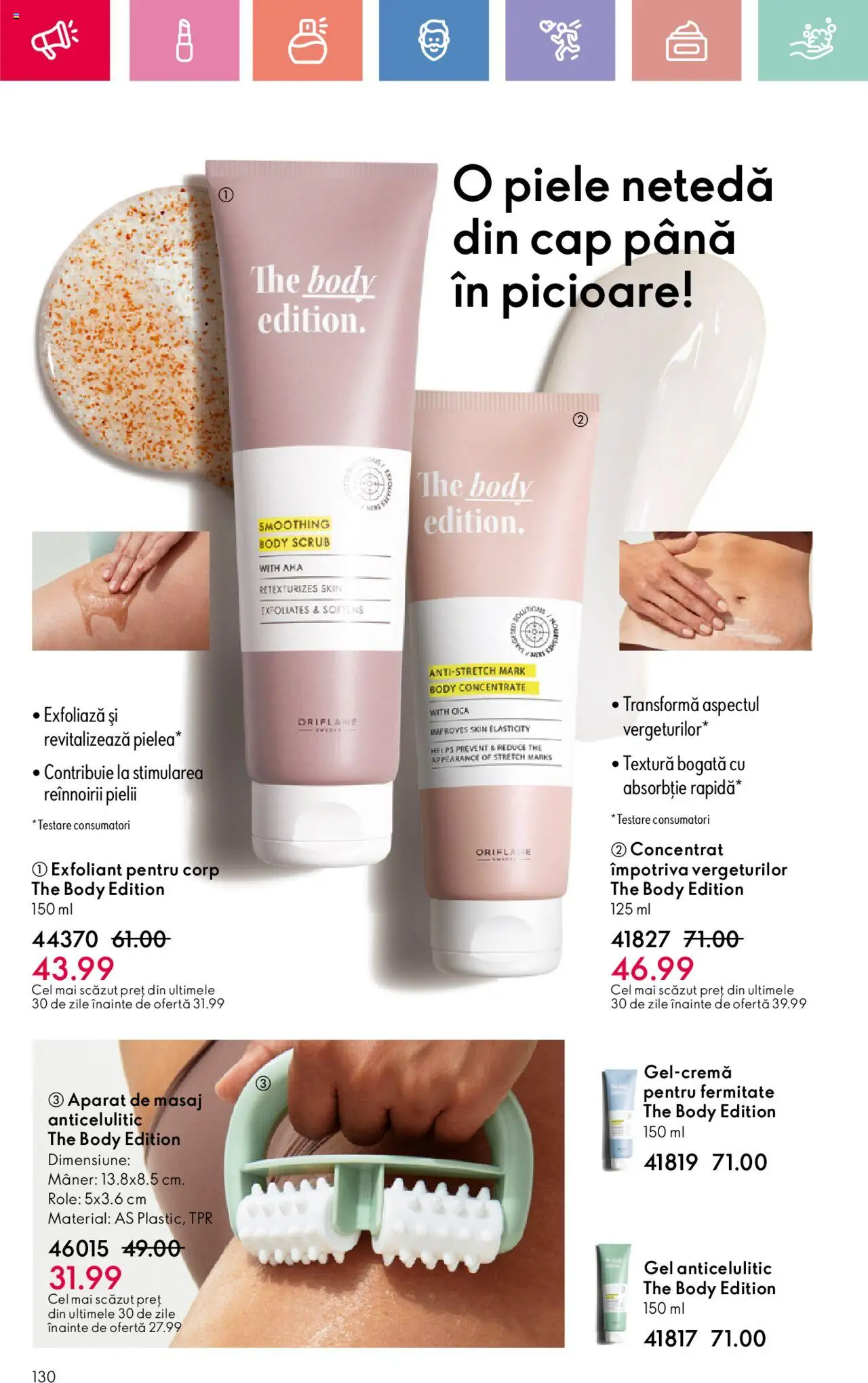 Oriflame catalog 11 2025 – valabil de la 27.07.2025 | Pagină: 130 | Produse: Exfoliant, Scrub, Body, Role