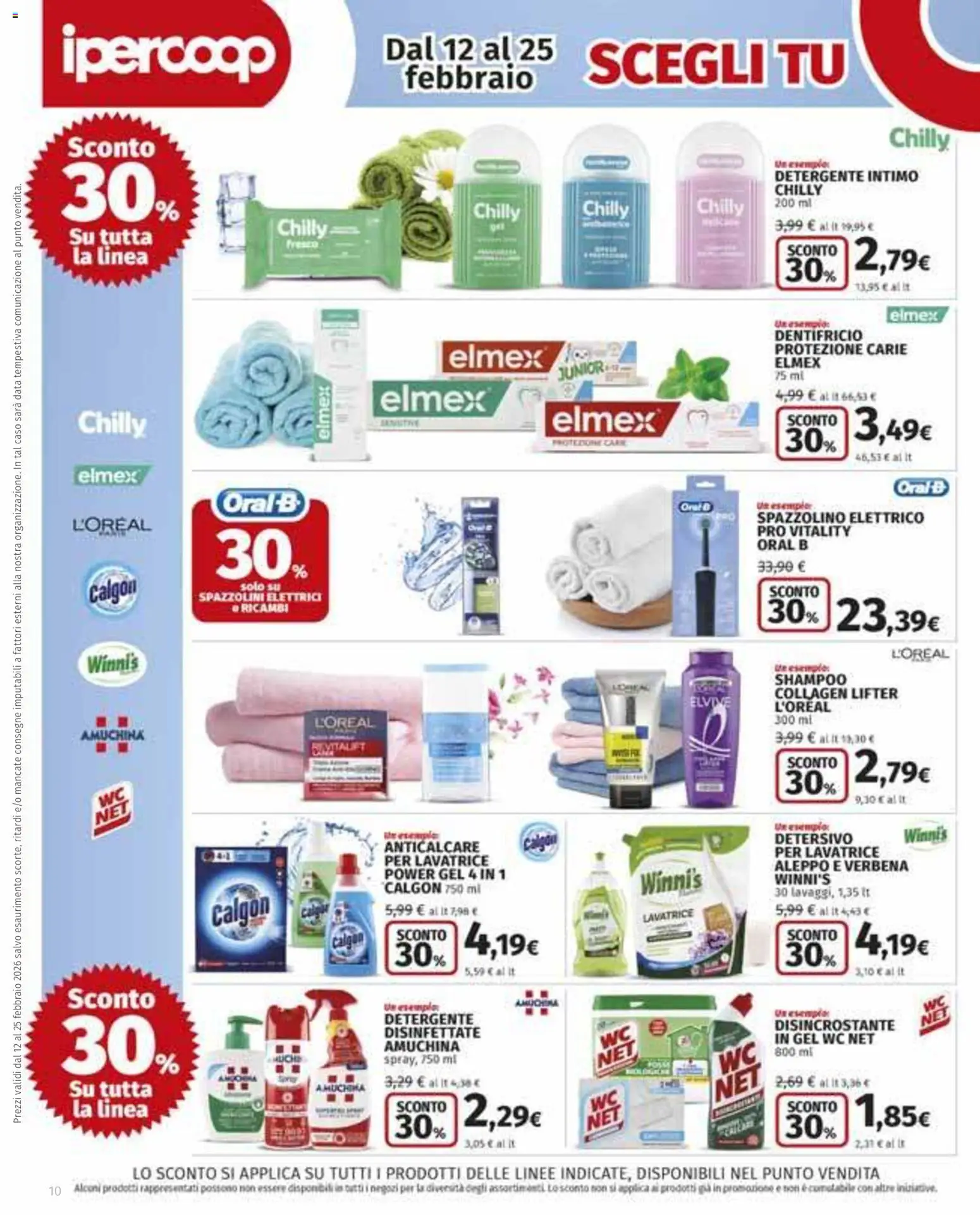 Volantino Ipercoop del 12.02.2026 | Pagina: 10 | Prodotti: Dentifricio, Detergente intimo, Intimo, Lavatrice