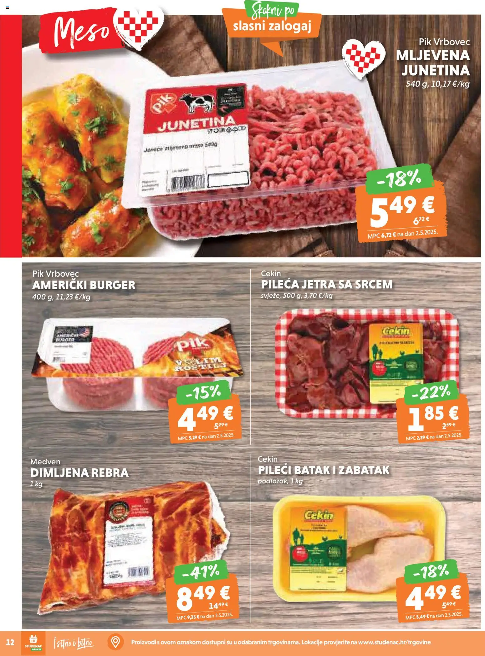 Studenac katalog | vrijedi od 12.11.2025 | Stranica: 12 | Proizvodi: Meso, Junetina, Pik Vrbovec
