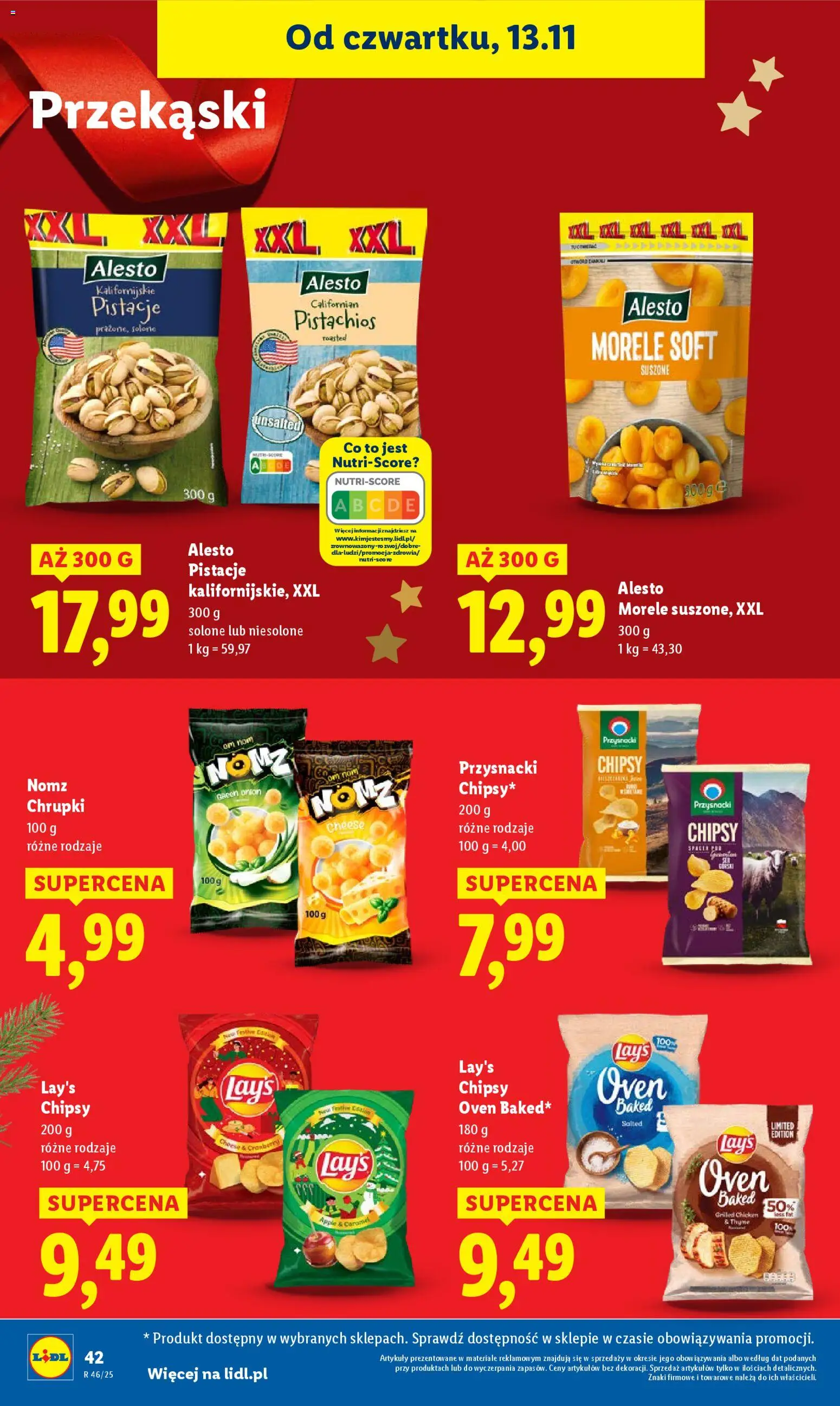 Lidl Gazetka od 13.11.2025 | Strona: 42 | Produkty: Chipsy, Chrupki, Morele