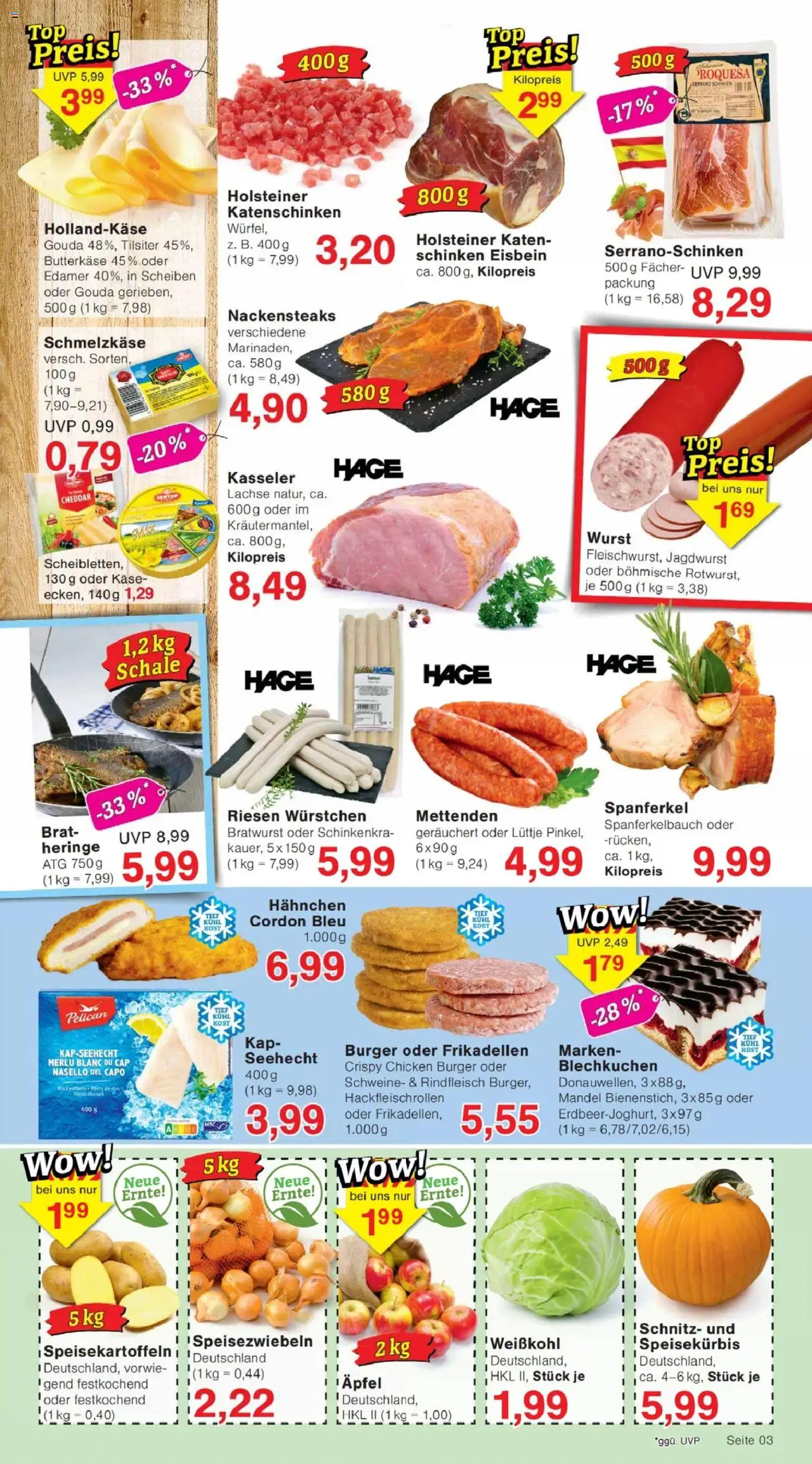 Jawoll Prospekt – gültig ab 06.10.2025 | Seite: 3 | Produkte: Nackensteaks, Käse, Bratwurst, Burger