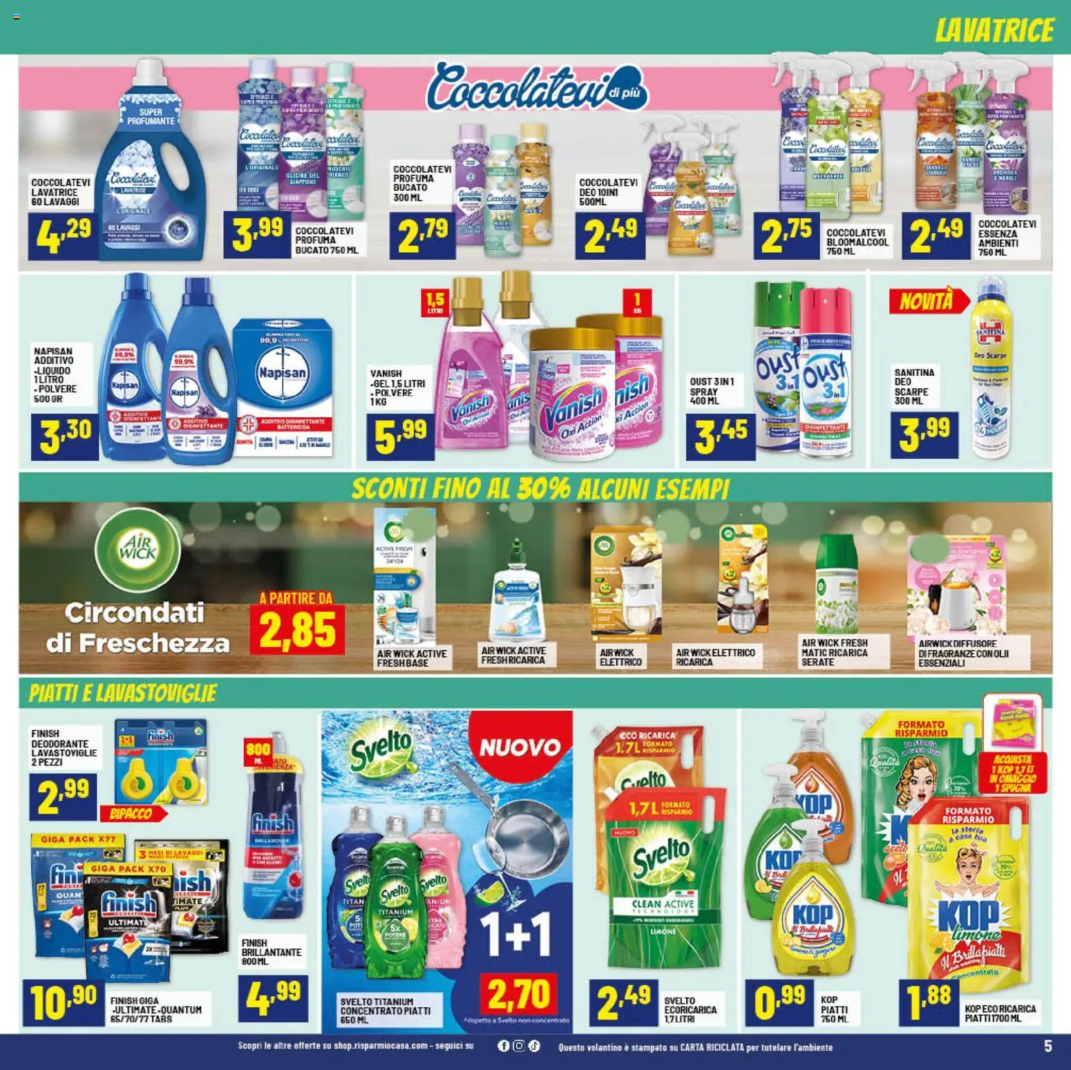 Volantino RisparmioCasa del 24.01.2026 | Pagina: 5 | Prodotti: Deodorante, Limone, Lavatrice, Lavastoviglie