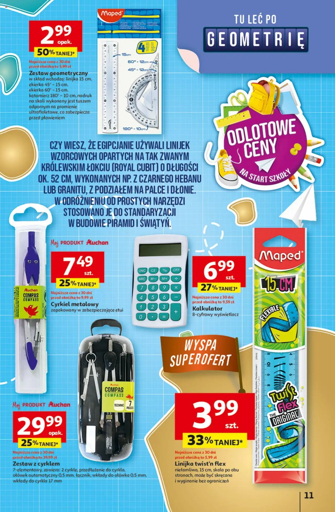 Auchan Gazetka - Odlotowe ceny na start szkoły Hipermarket od 21.08.2025 | Strona: 11 | Produkty: Kalkulator