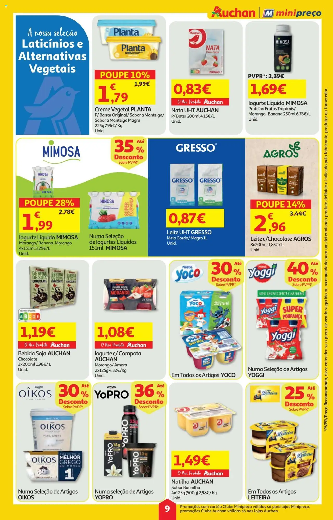 Minipreço folheto │ válido de 18.09.2025 | Página: 9 | Produtos: Iogurte, Chocolate, Creme, Bebida