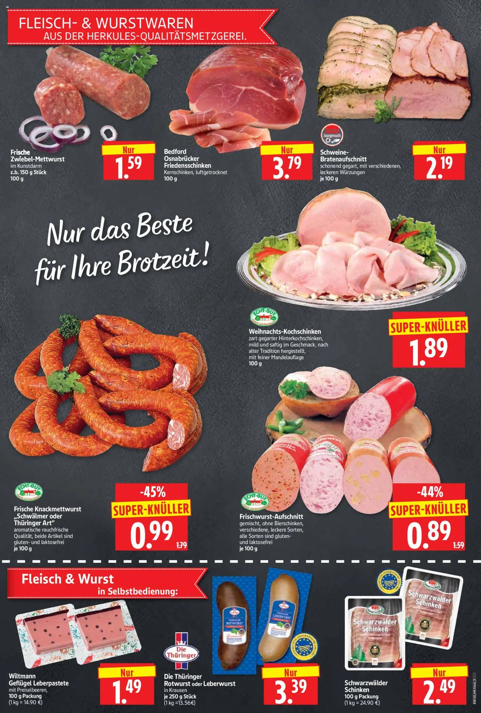 HERKULES Prospekt 	 – gültig ab 08.12.2025 | Seite: 3 | Produkte: Wurst, Schinken, Fleisch
