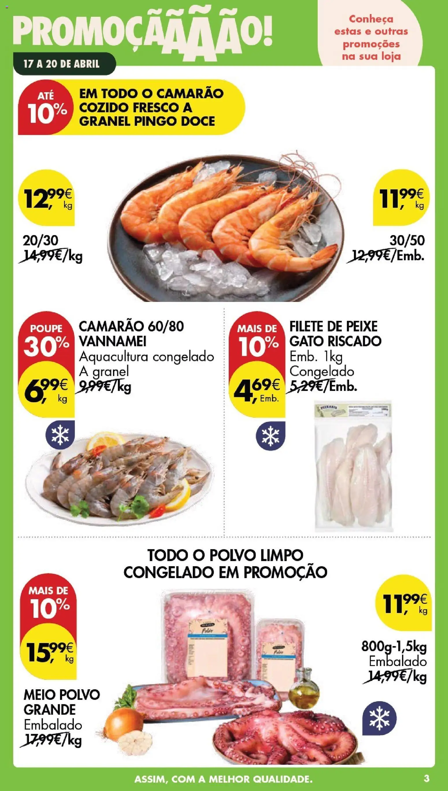 Pingo Doce Poupe este Fim de Semana │ válido de 17.04.2026 | Página: 3 | Produtos: Polvo, Camarão, Peixe