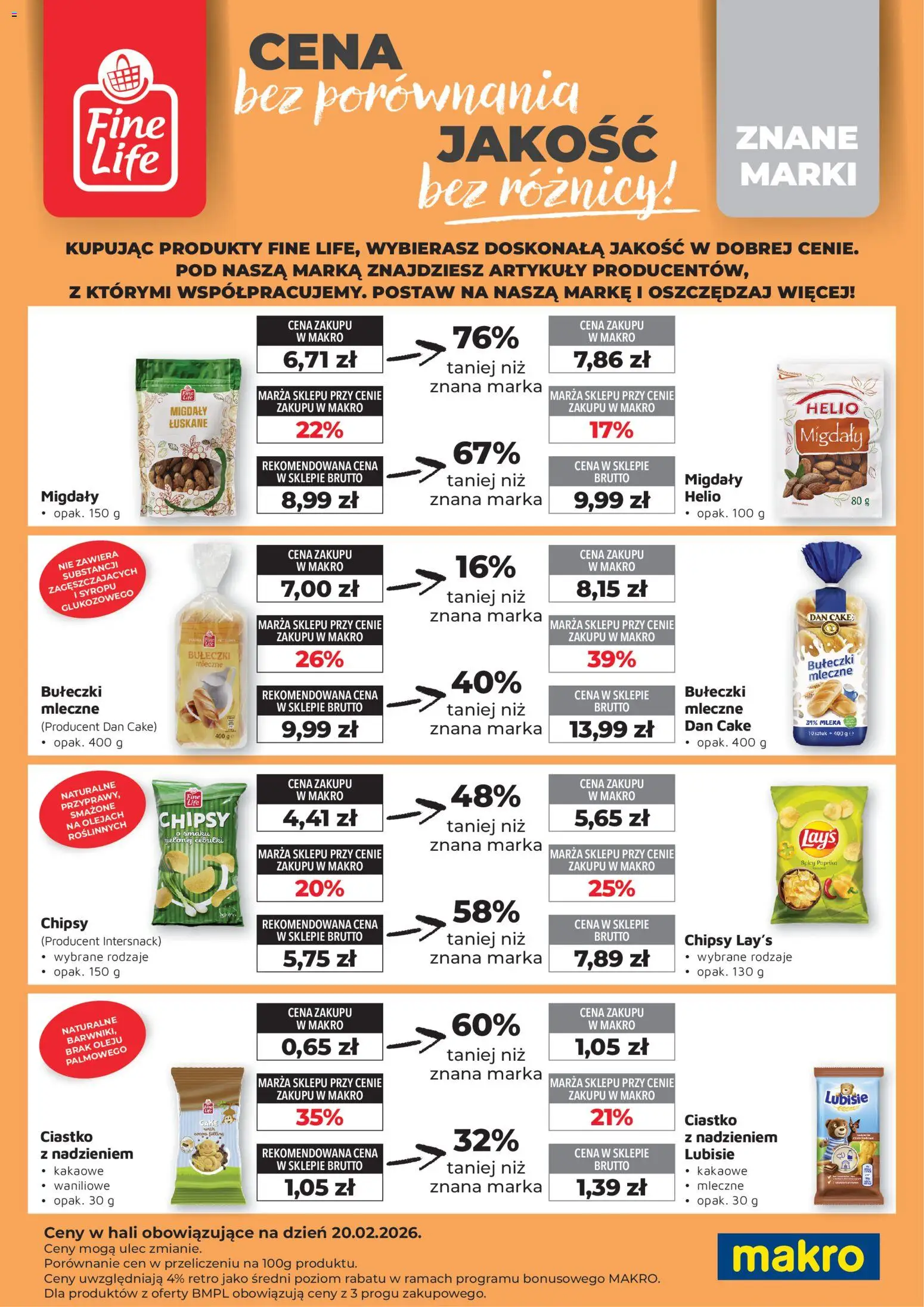Makro gazetka - Fine Life od 01.02.2026 | Strona: 4 | Produkty: Chipsy, Mleka
