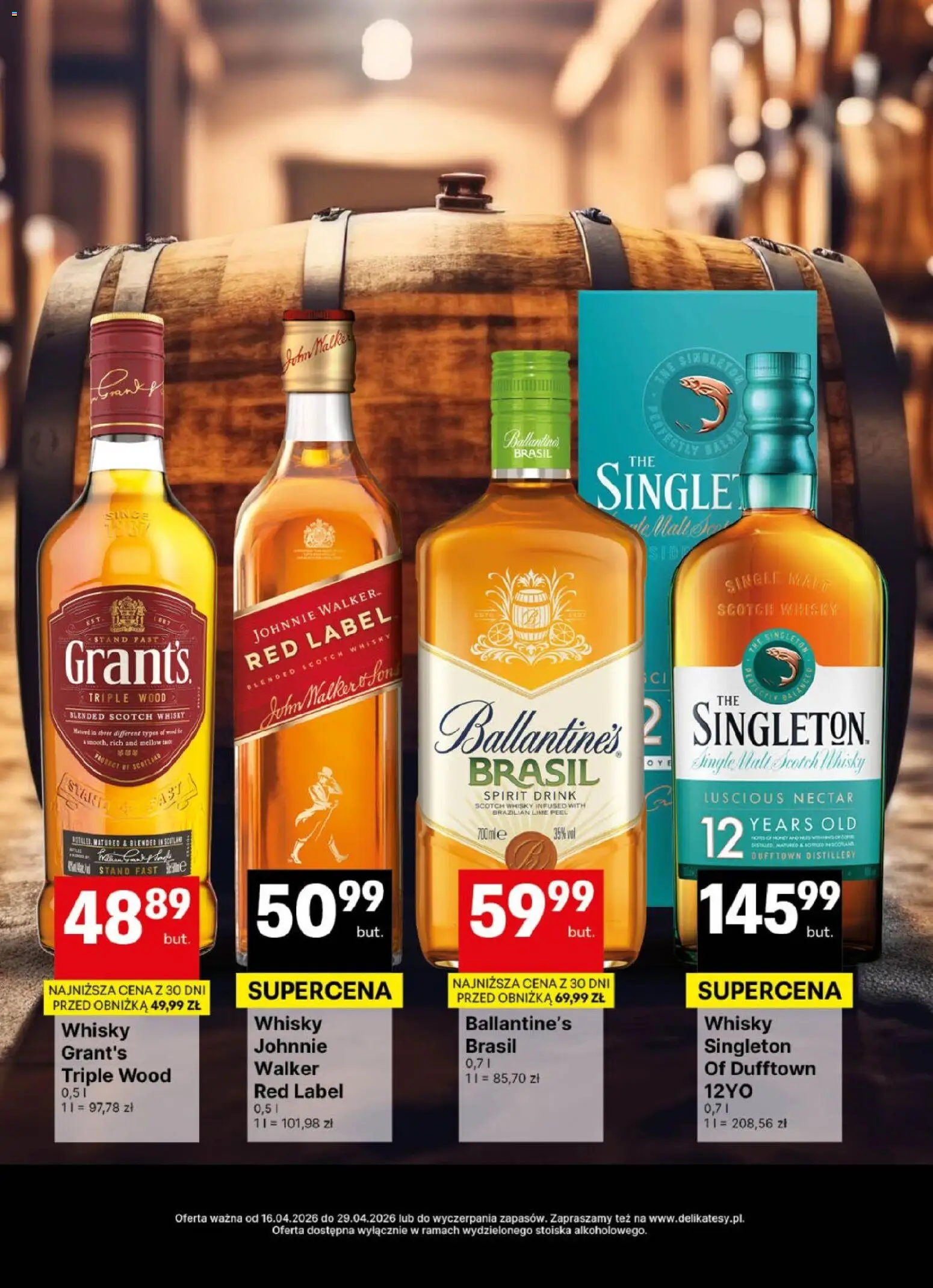 Delikatesy Centrum gazetka - DeliBarek od 16.04.2026 | Strona: 19 | Produkty: Grant's, Red label, Whisky