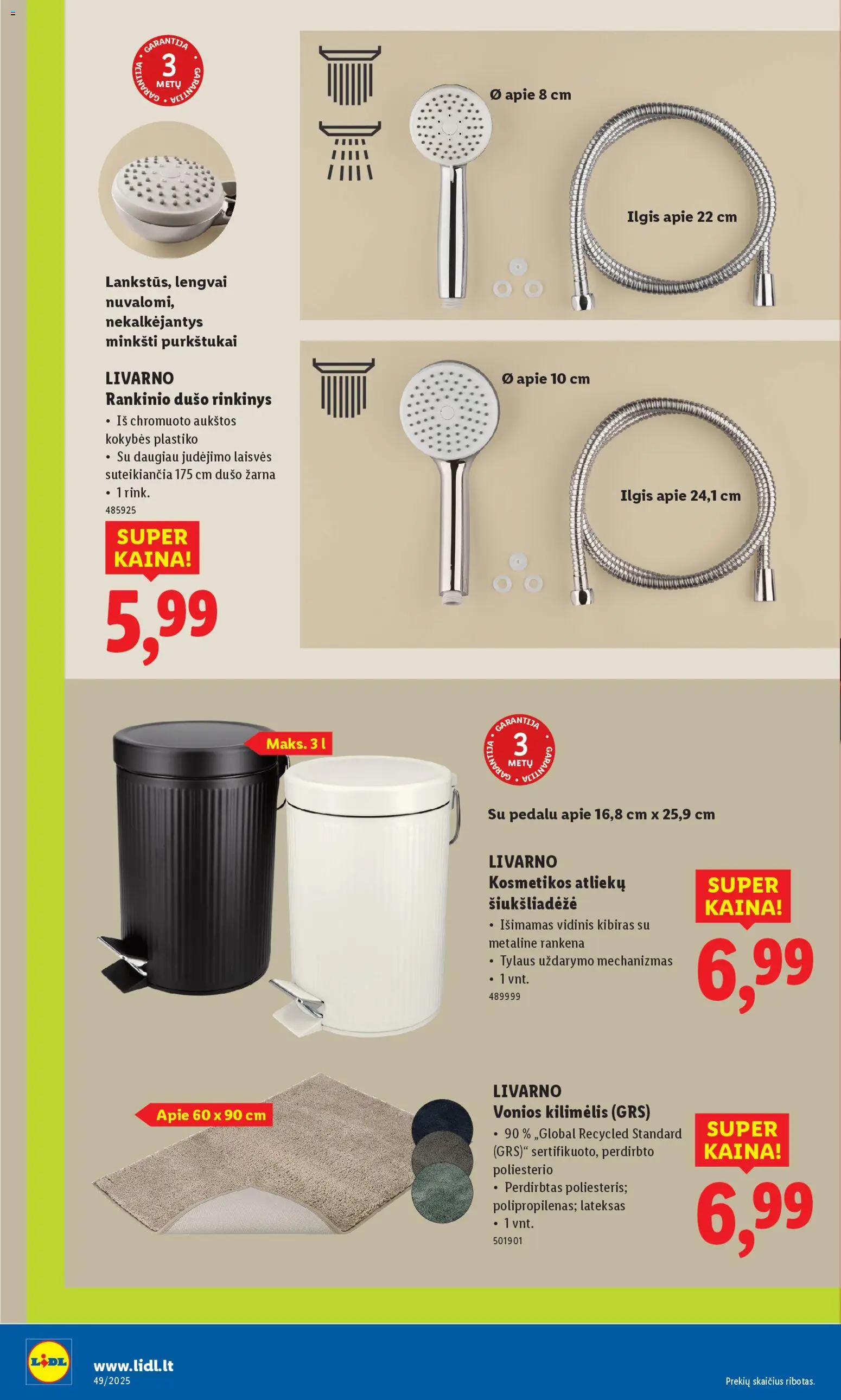 LIDL akcijos nuo 01.12.2025 | Puslapis: 16 | Prekių: Kilimėlis, Vonios kilimėlis, Kibiras