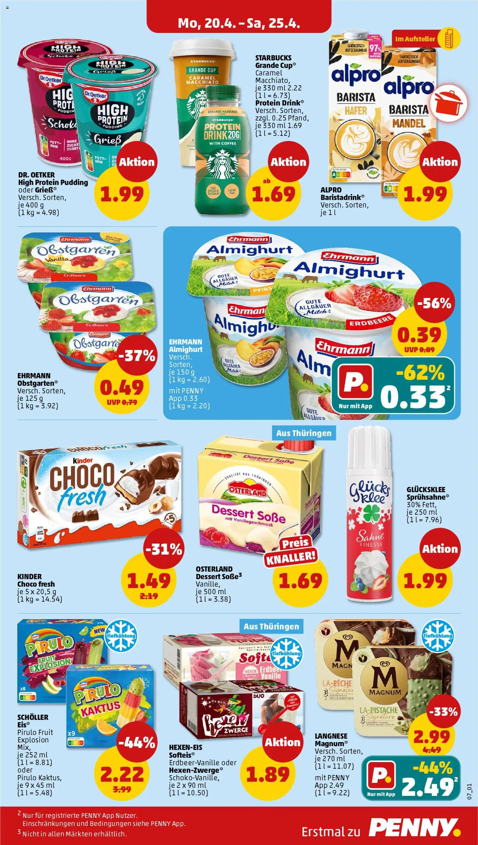 Penny Prospekt 	 – gültig ab 20.04.2026 | Seite: 13 | Produkte: Langnese, High protein pudding, Sahne, Eis