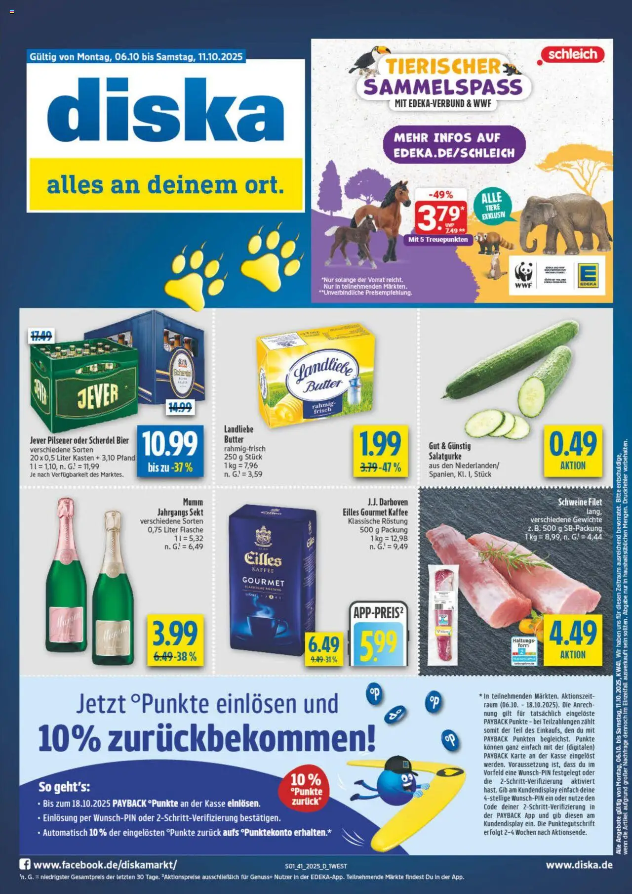 Diska - diska Angebote Bayern KW41 – gültig ab 06.10.2025 | Seite: 1 | Produkte: Butter, Kaffee, Sekt, Eilles kaffee